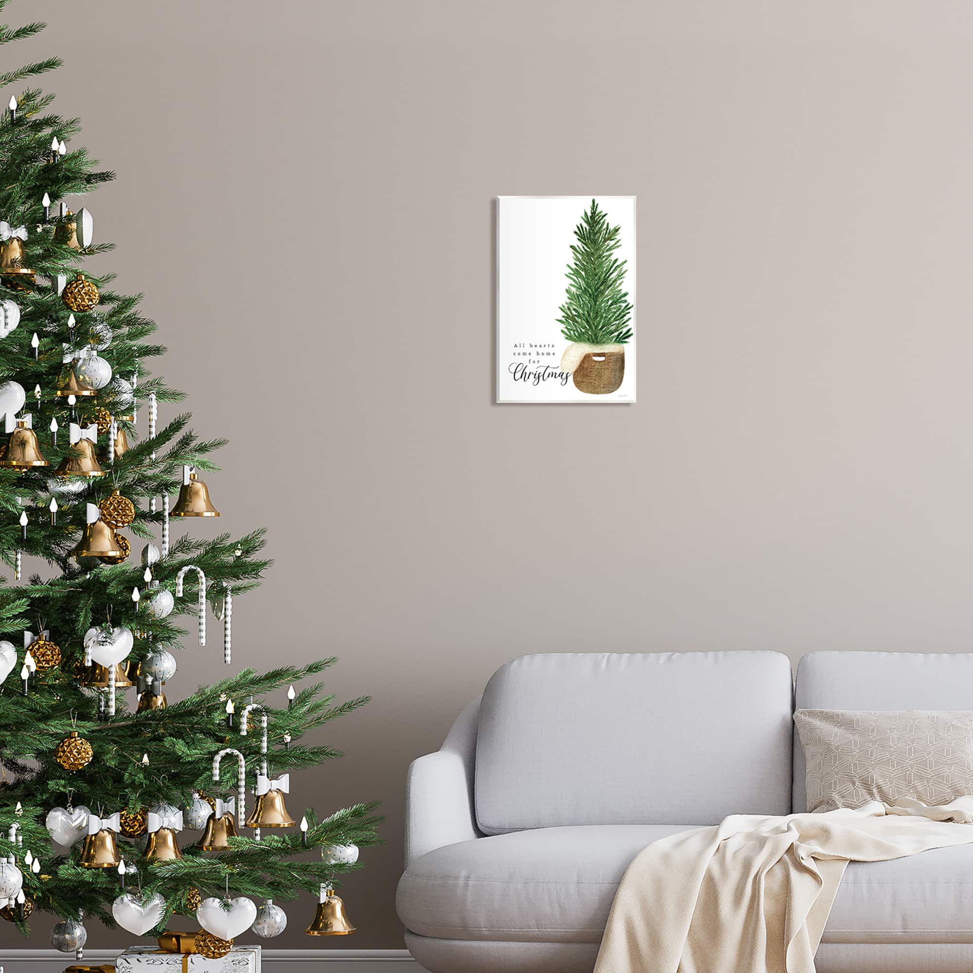 Stupell Industries All Hearts Home For Christmas Phrase Wall Plaque Art
