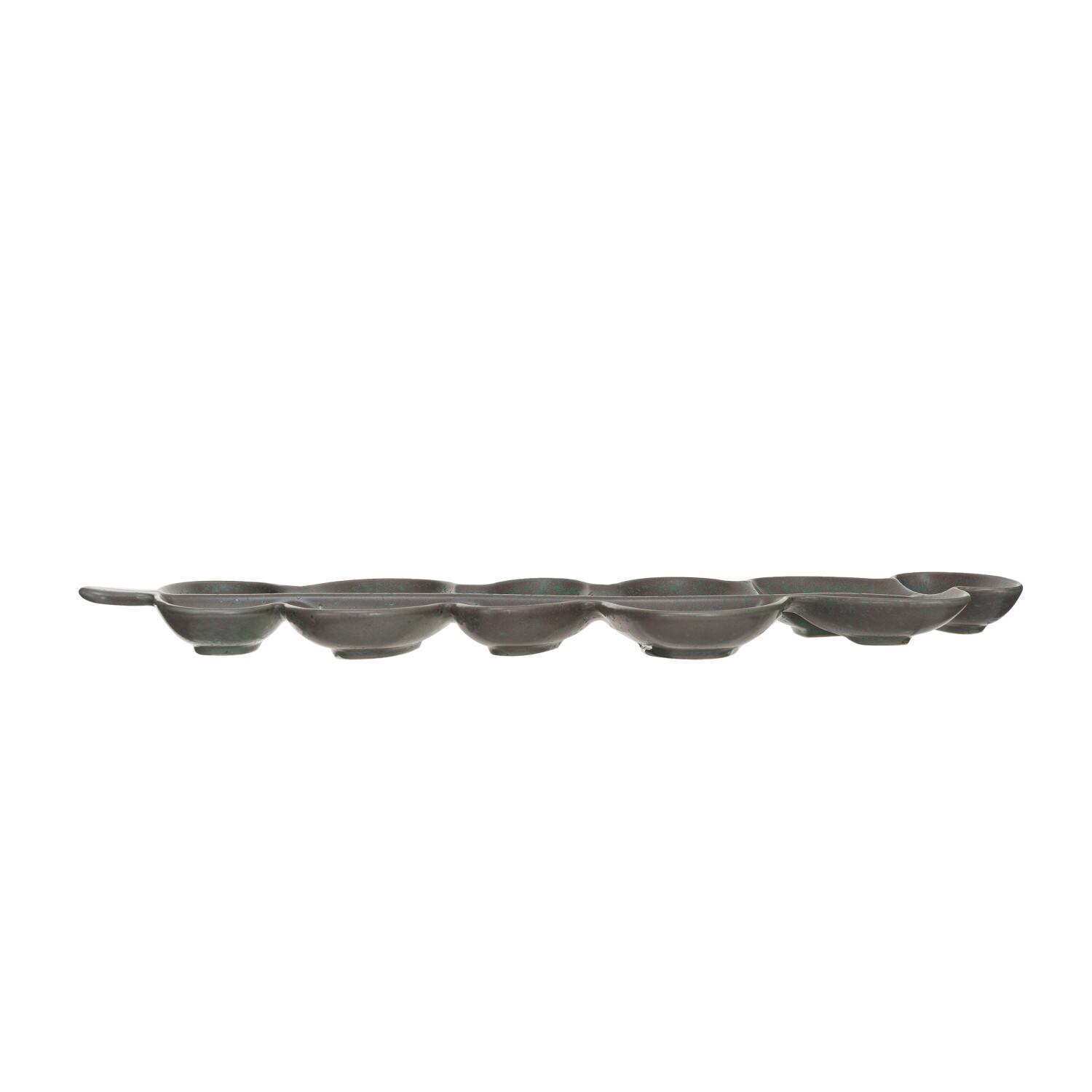 Hello Honey® 20.5" Matte Brown Stoneware Abstract Leaf Shaped Plate