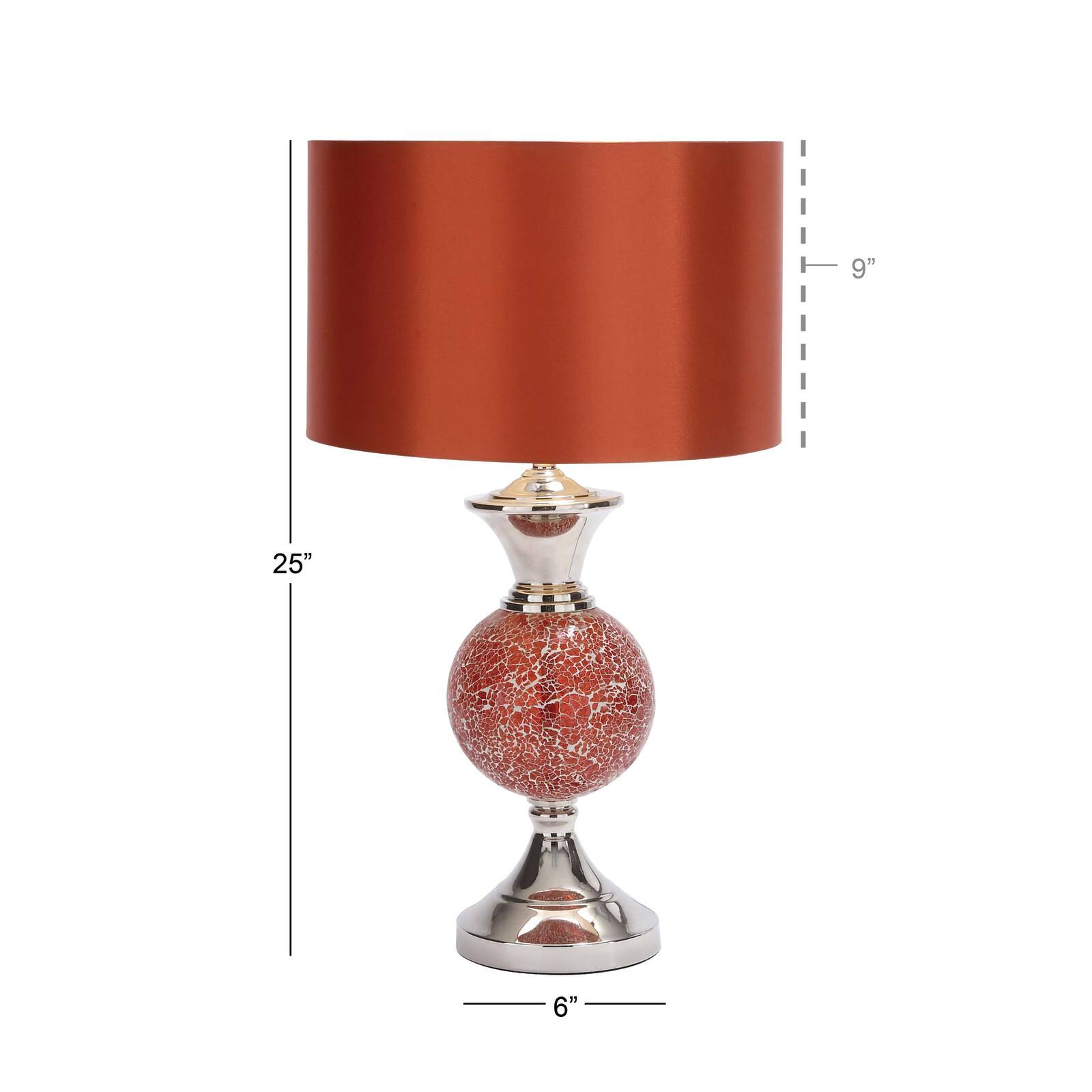 Set of 2 Red Glass Glam Table Lamp, 25"