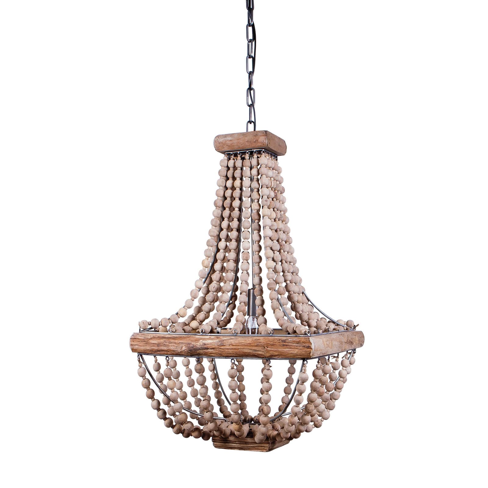 Hello Honey® Wood & Metal Framed Chandelier with Wood Bead Draping