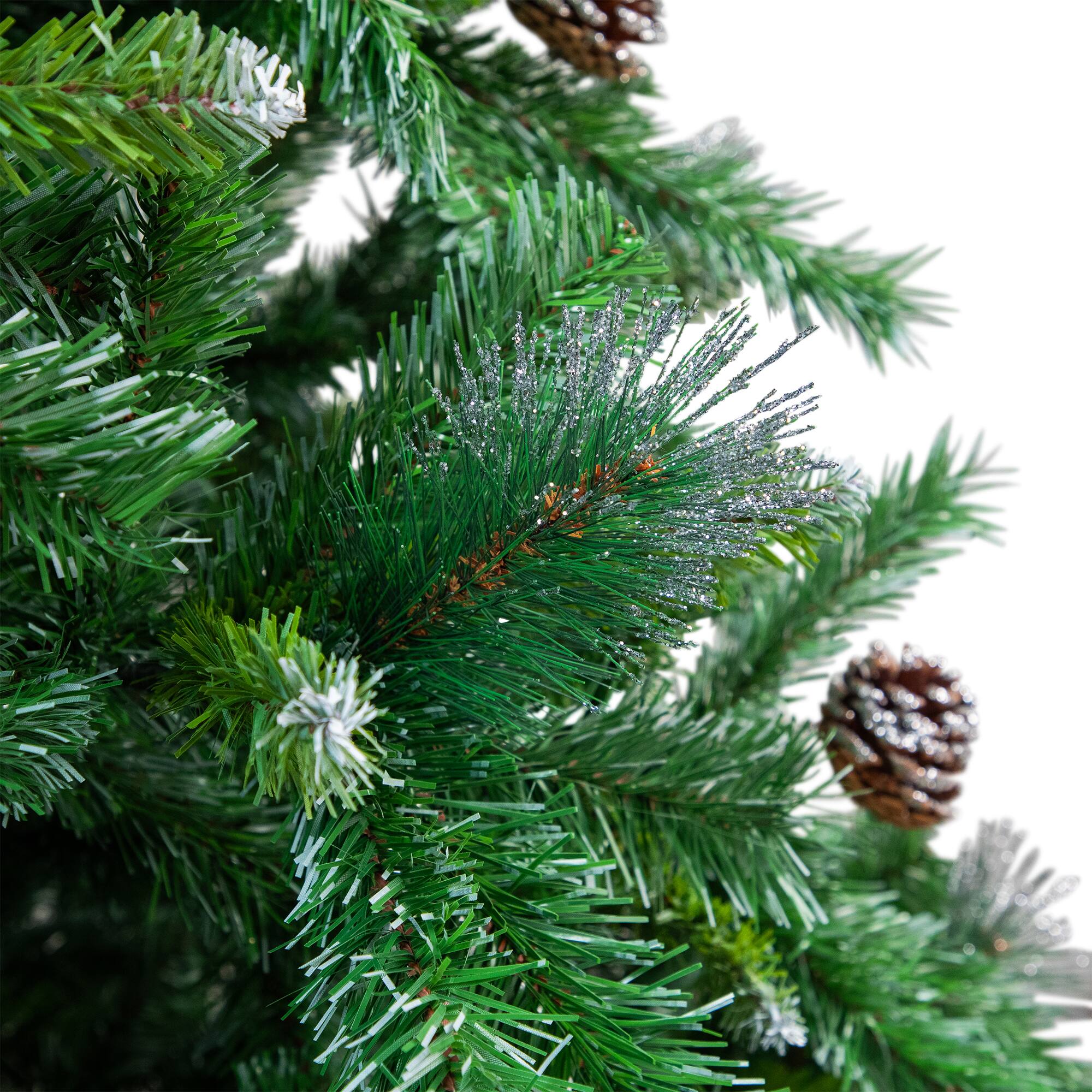 Northlight 12ft. Unlit Green Full Two-Tone Buckeye Glittered Pine & Pinecones Artificial Christmas Tree