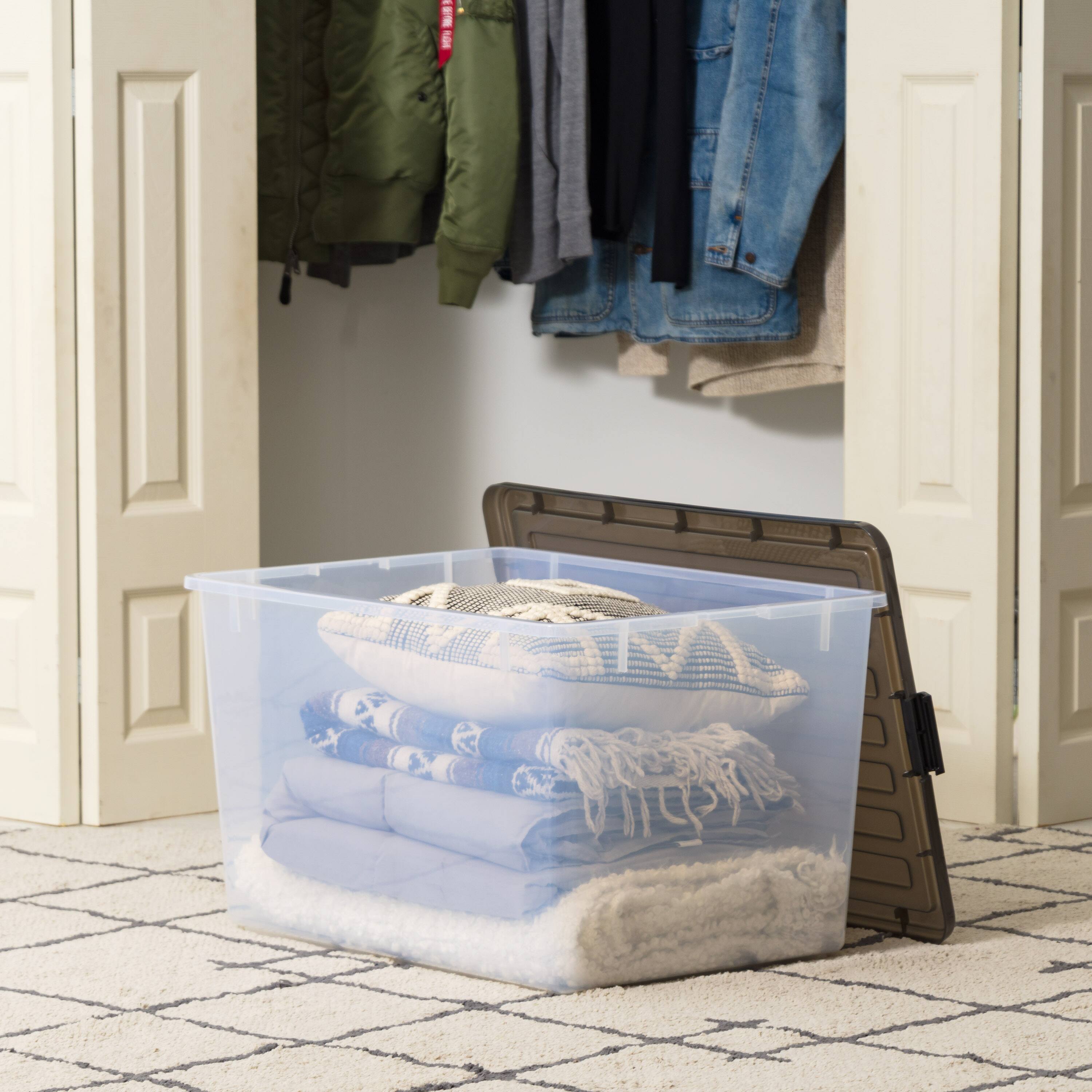 Iris® 144qt. Clear View Plastic Storage Bins with Gray Latching Buckle Lids, 3ct.