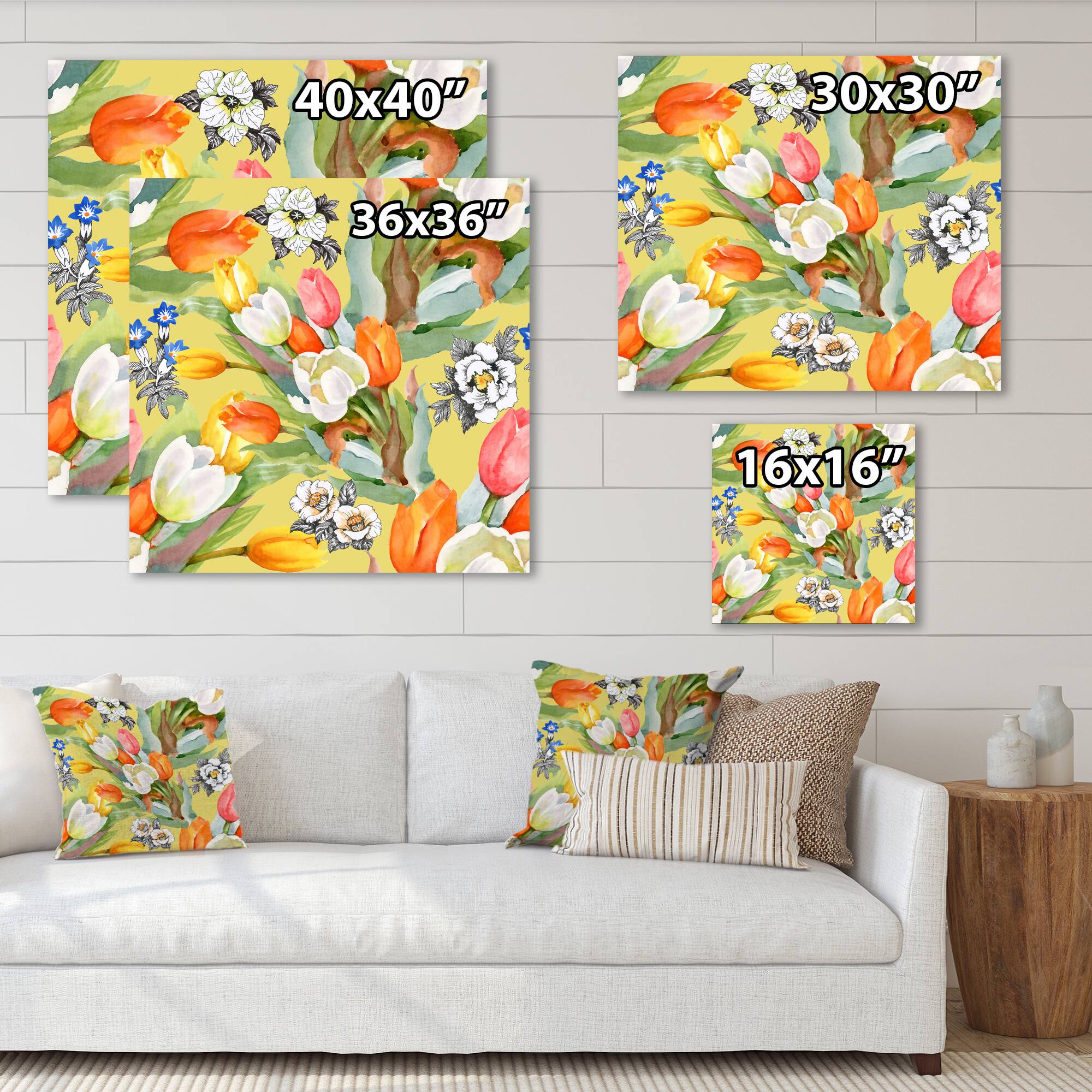 Designart - Blooming White and Orange Tulips I