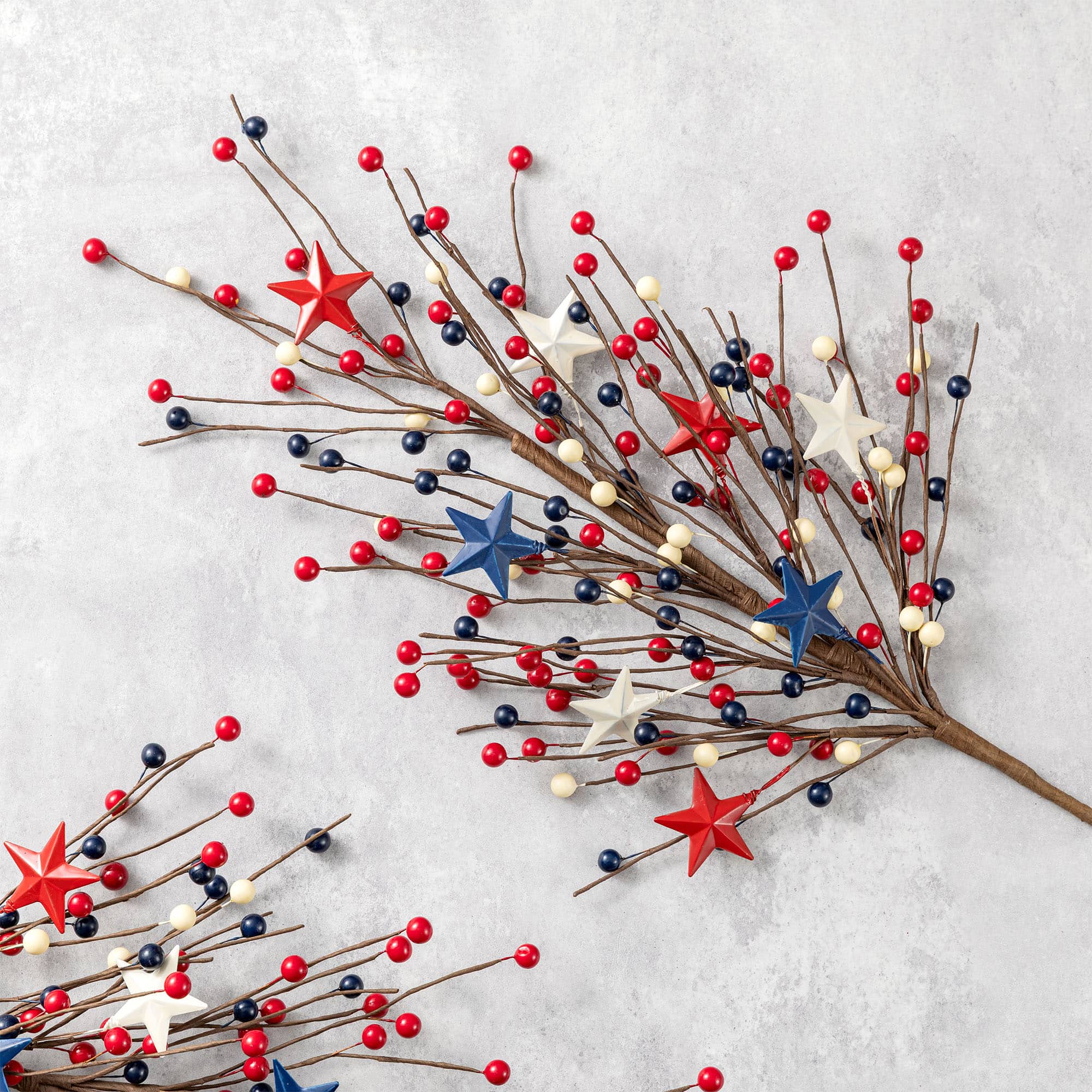 Glitzhome® 28" Set of 2 Patriotic Americana Stars and Berry Garden Picks