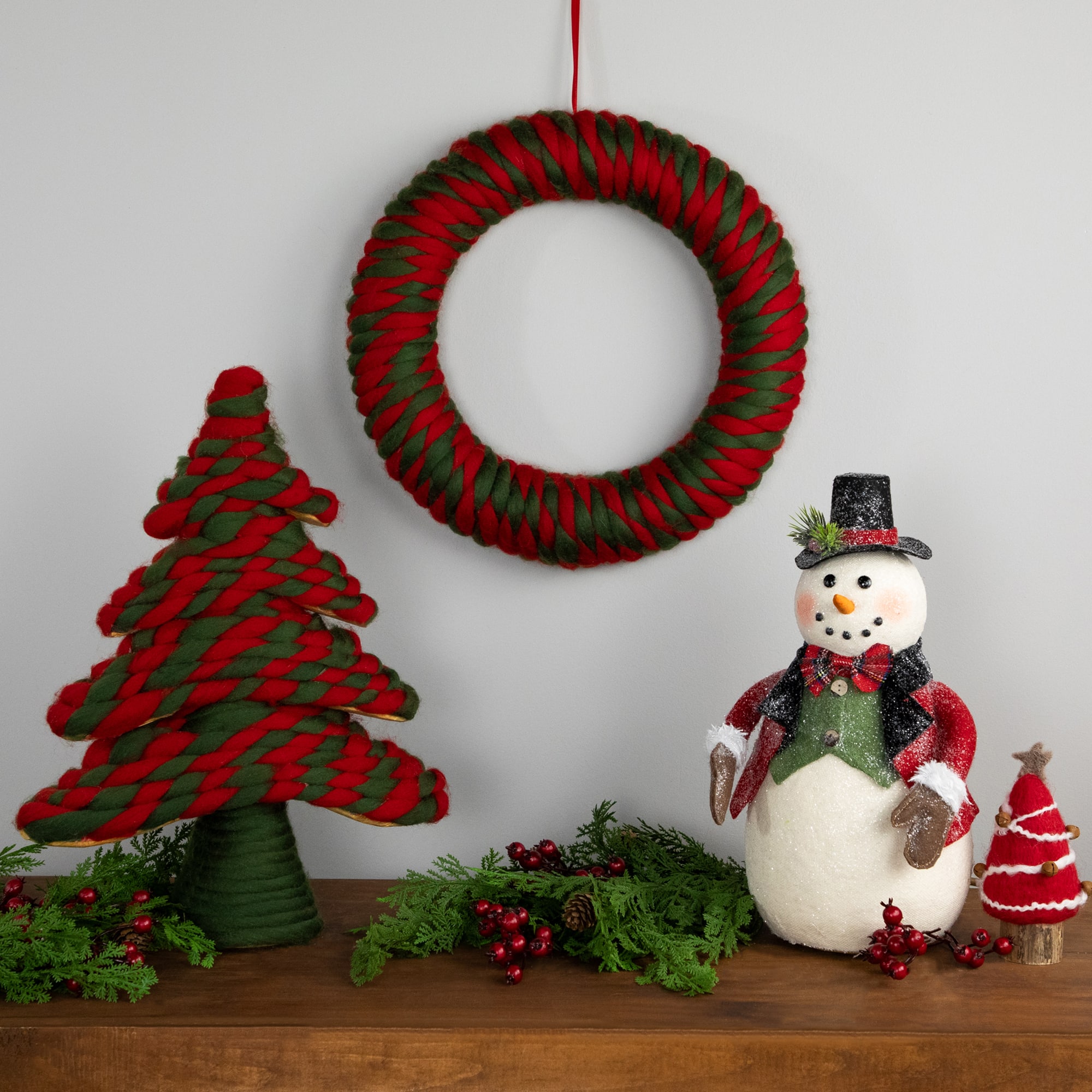 15.25" Twisted Yarn Plush Decoration Christmas Tree
