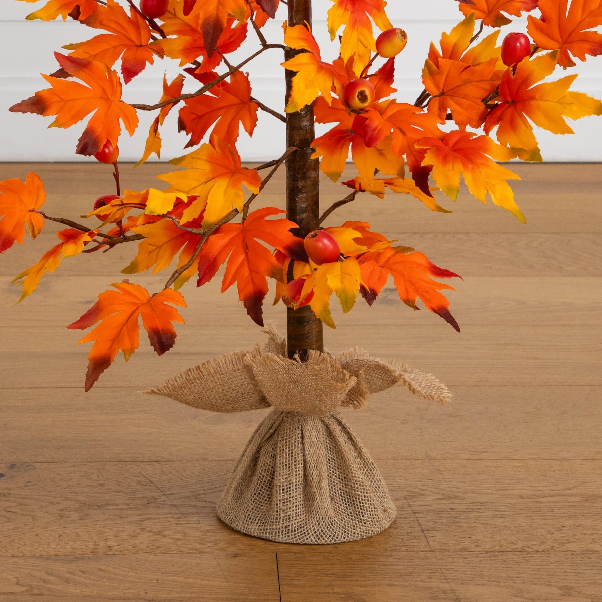 3ft. Autumn Maple Artificial Fall Tree with Berries in Burlap Wrapped Base