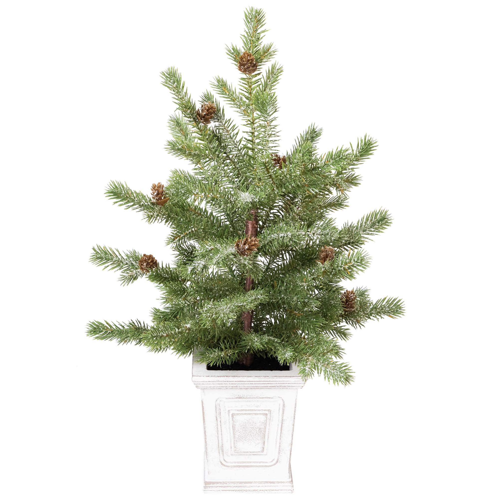Northlight 22" Unlit Lightly Flocked Pine Potted Artificial Christmas Tree with Pinecones