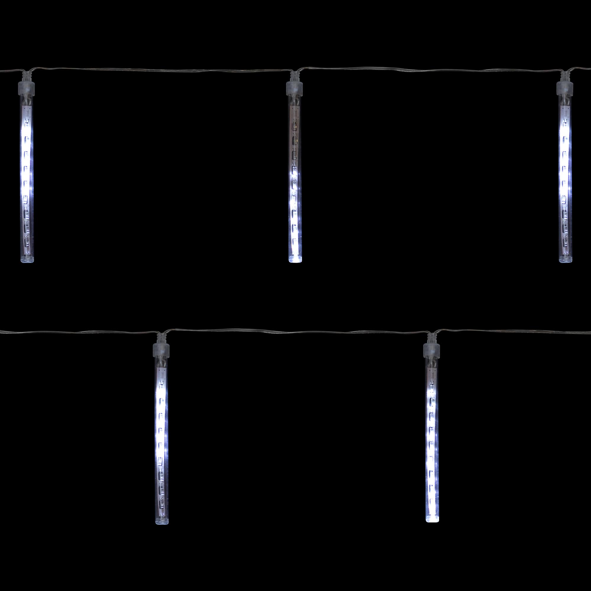10ct. White Transparent Dripping Icicle Snowfall Christmas Light Tubes with Clear Wire