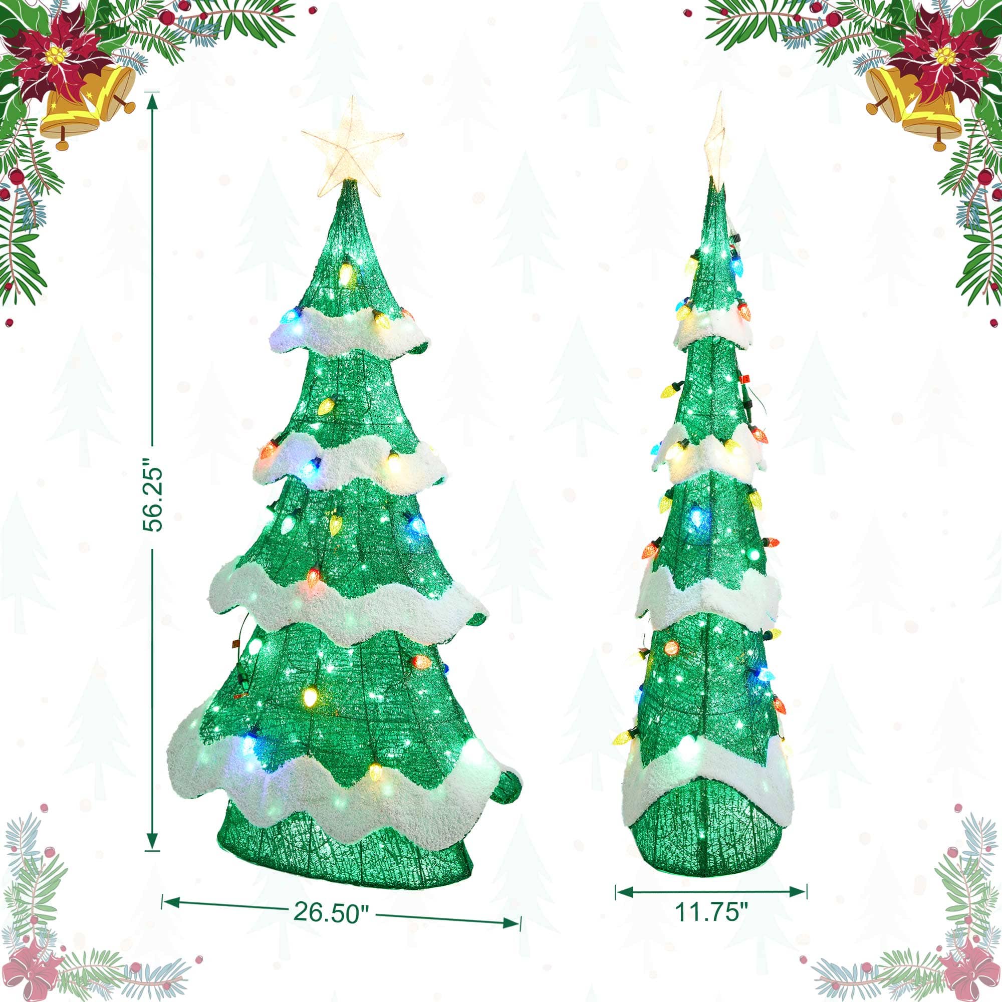 Glitzhome® 4.5ft. Lighted Christmas 3D Mesh Tree Outdoor Décor