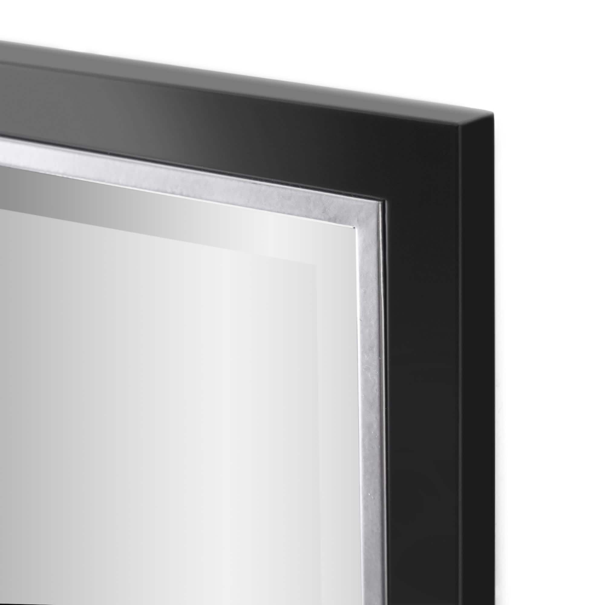 Brushed Black/Chrome Metal Framed Beveled Edge Wall Mirror - 30" x 40"