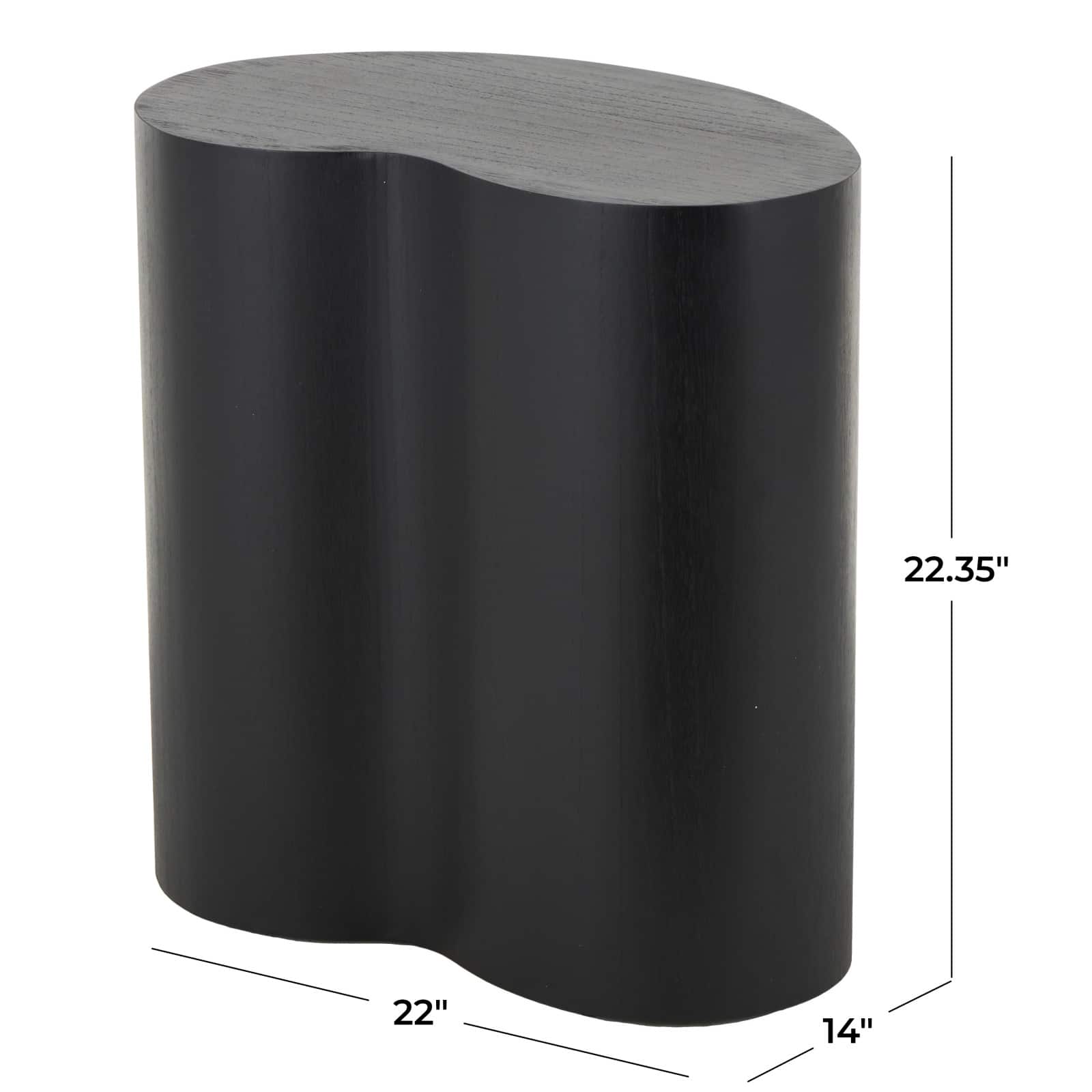 22.25" Black Wood Heart Inspired Side End Accent Table