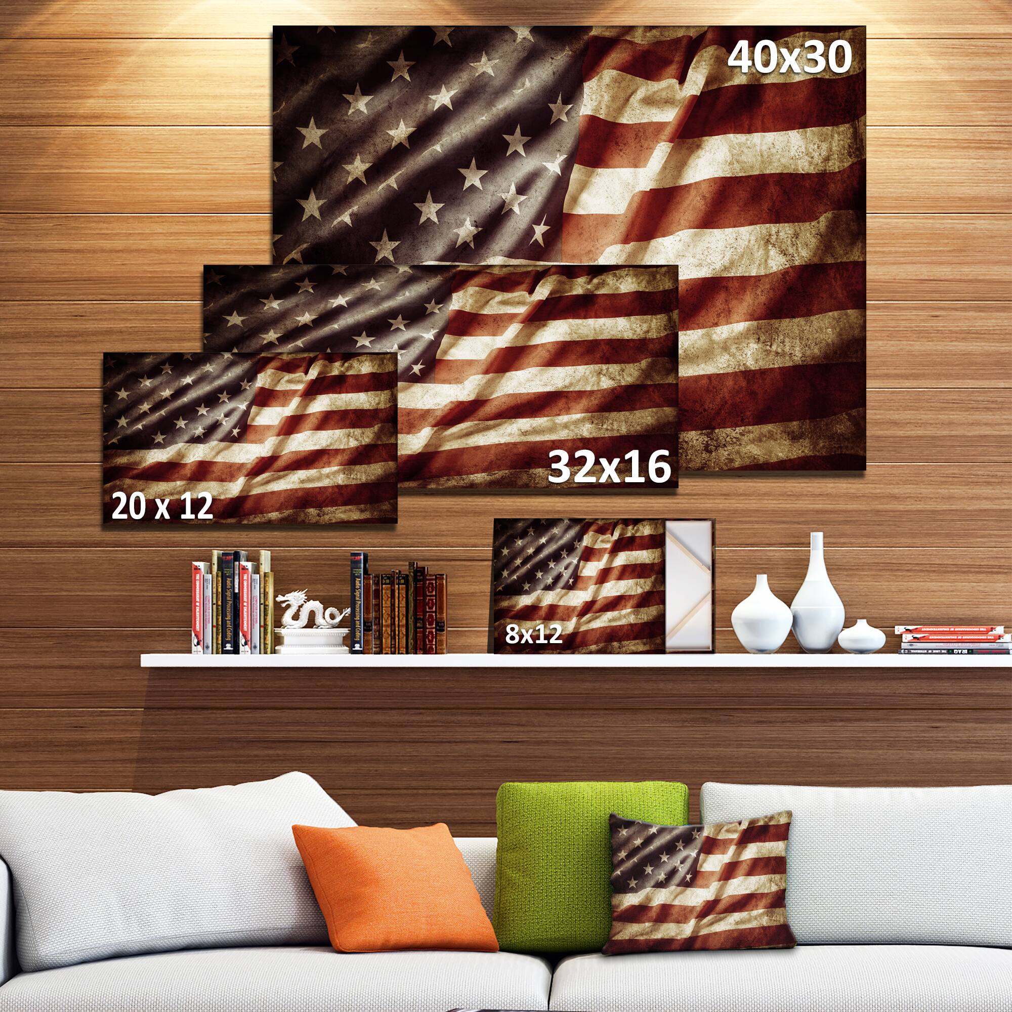 Designart - American Flag - Contemporary Canvas Art Print
