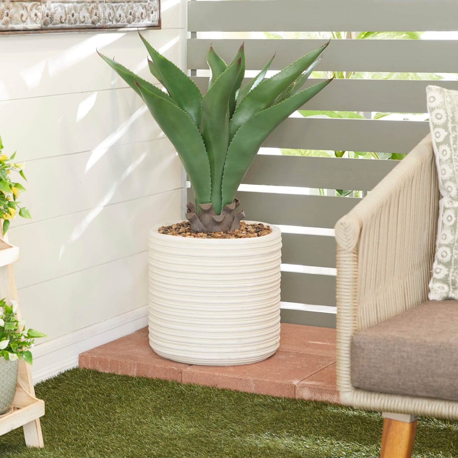 2.5ft. Potted White Plastic Contemporary Artificial Foliage