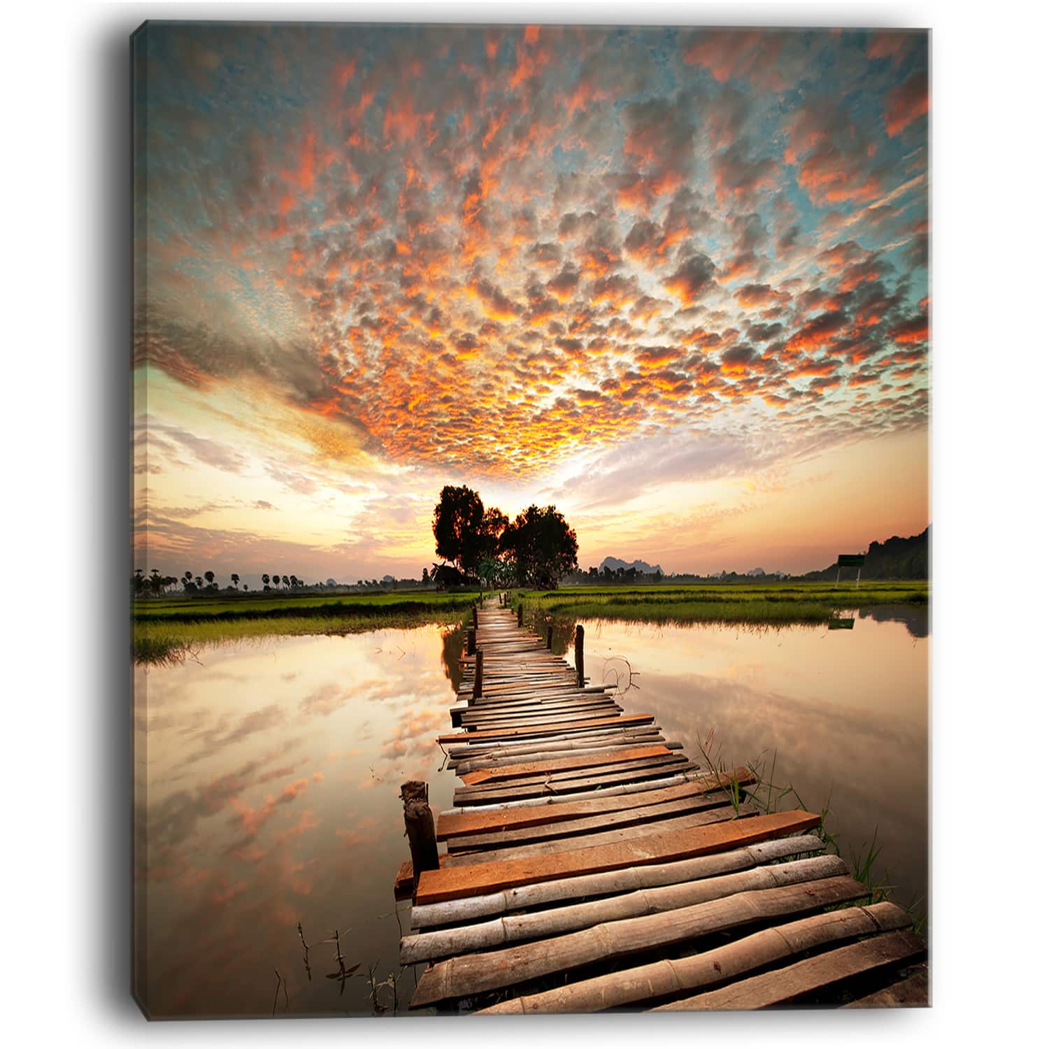 Designart - Makeshift Wooden Pier Over River - Sea Bridge Canvas Art Print