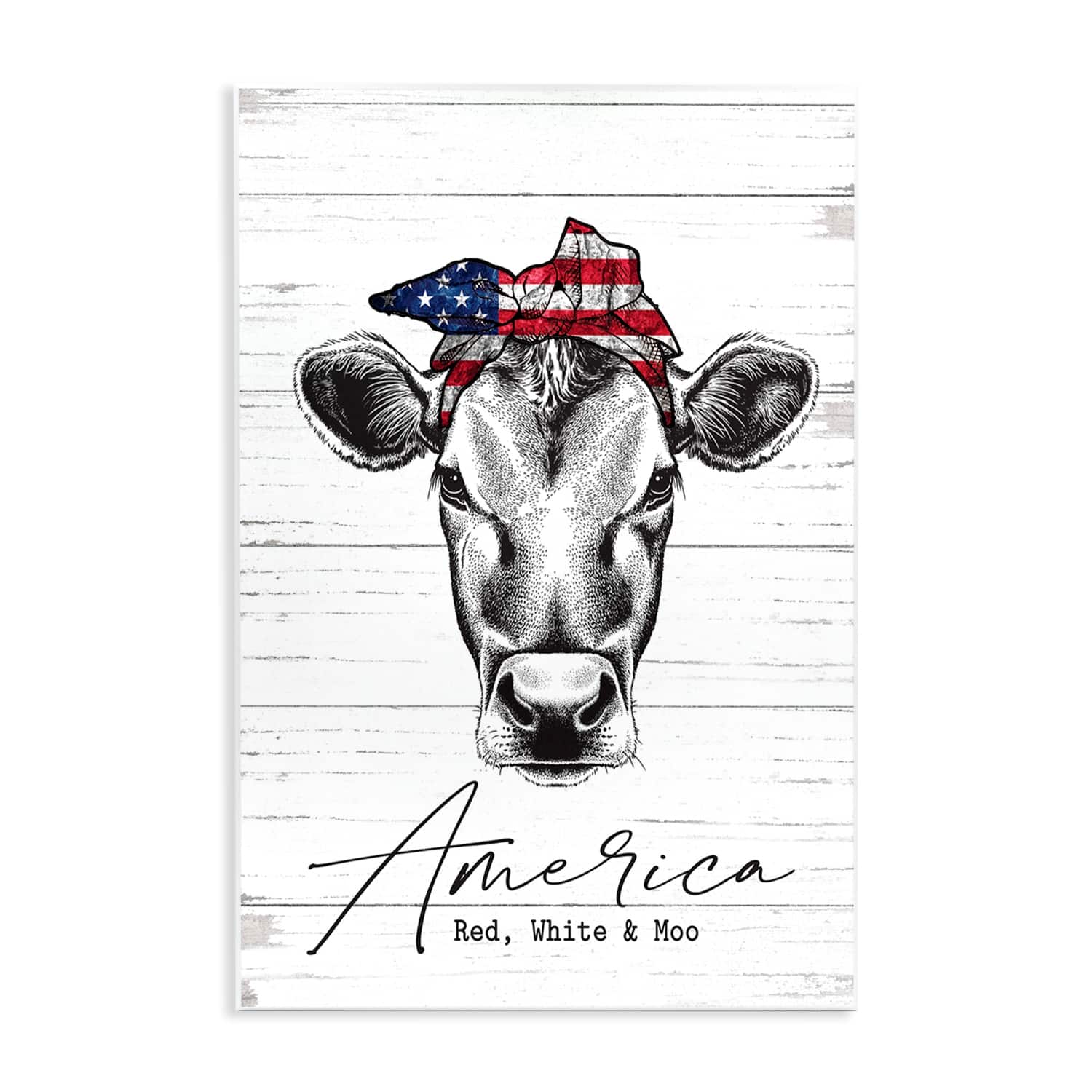 Stupell Industries Americana Cow Red White and Moo Country Farm Quote Wall Plaque Art
