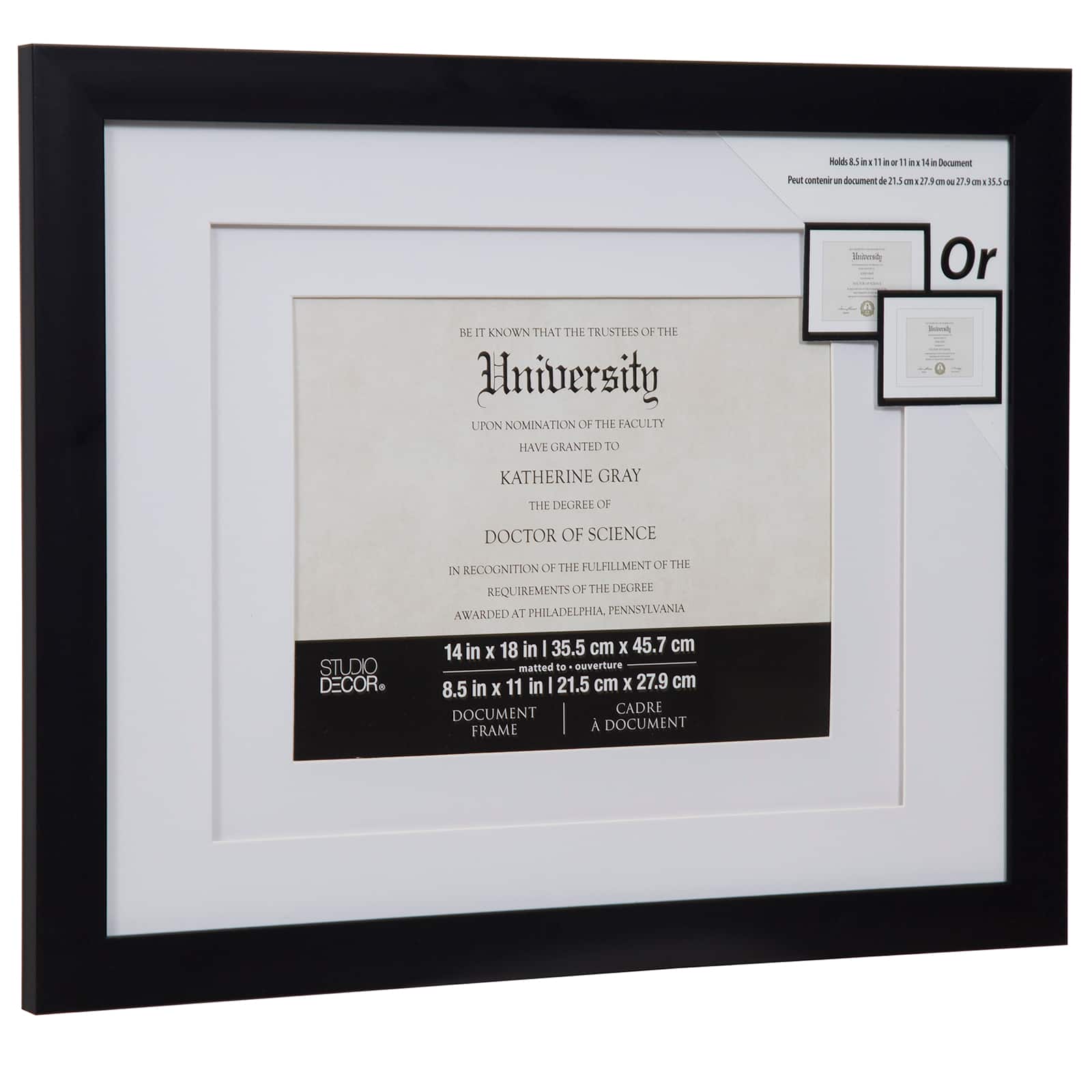 11" x 14" Black Double Mat Document Frame by Studio Décor®