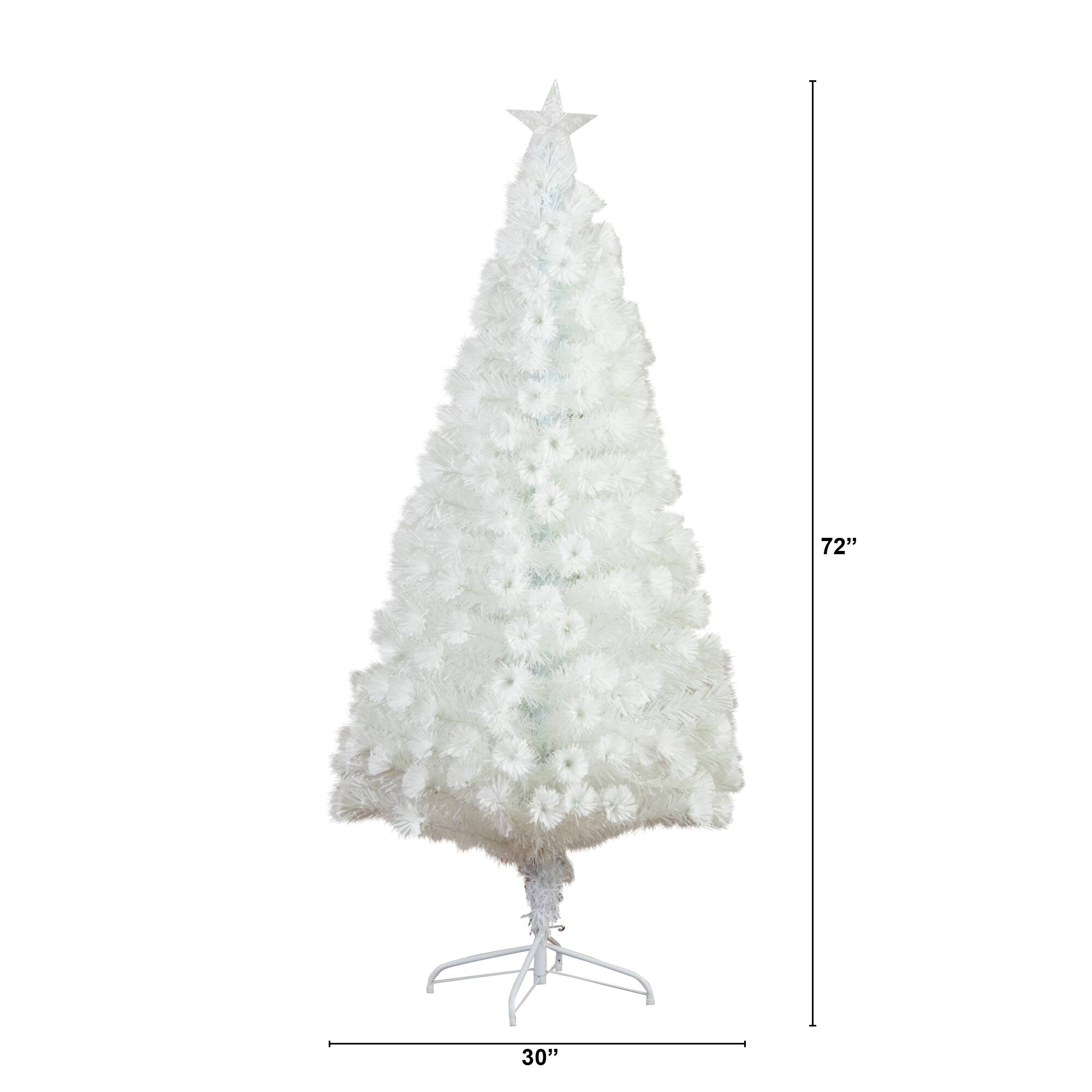 6ft. Pre-Lit Fiber Optic Color Changing Lights White Artificial Christmas Tree with Star Tree Topper
