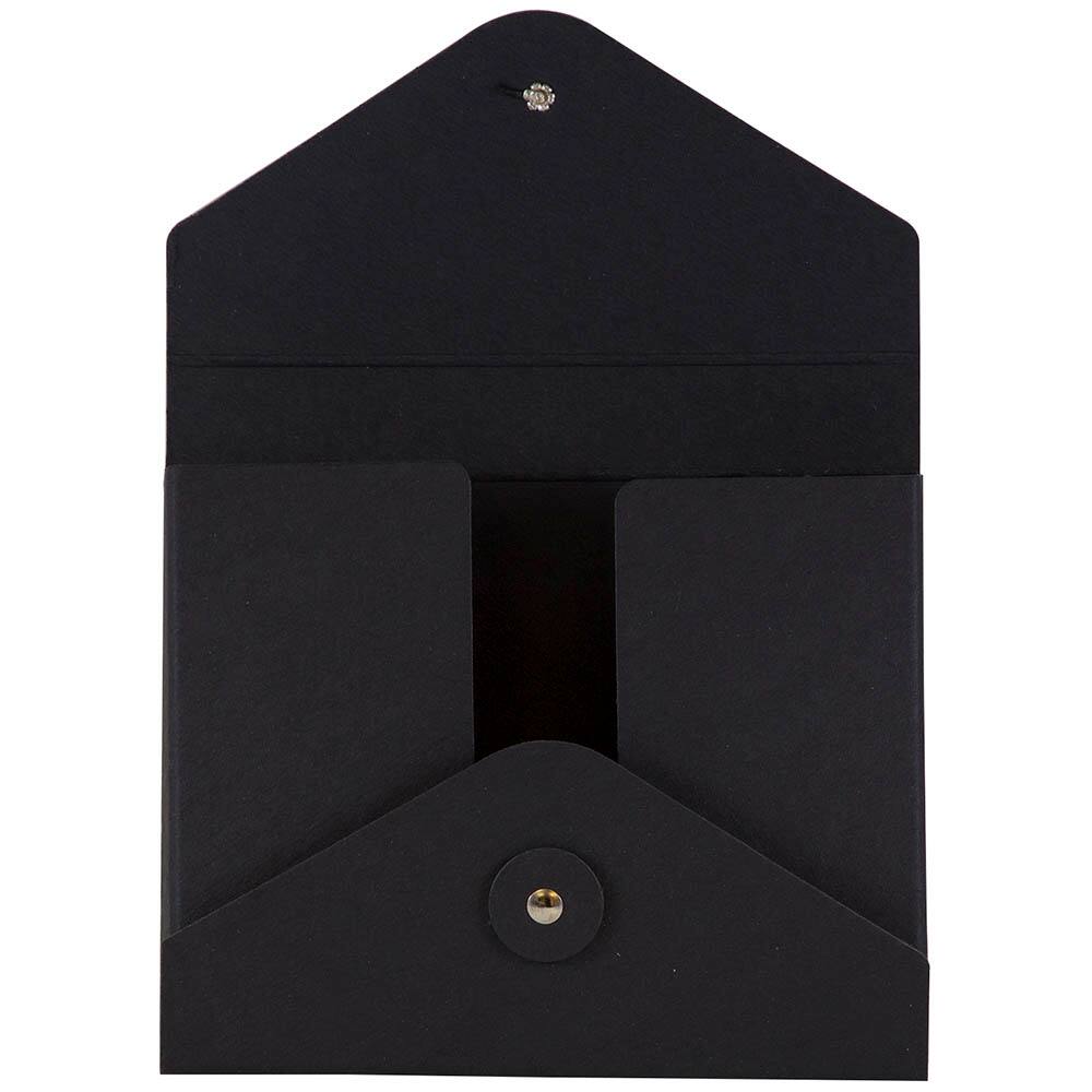 JAM Paper Black 5.25" x 6.75" Button & String Tie Portfolio 