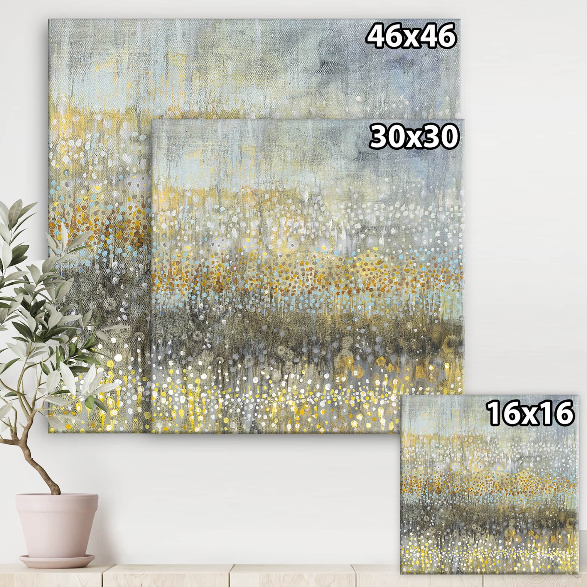 Designart - Glam Rain Abstract IV - Modern & Contemporary Canvas Art