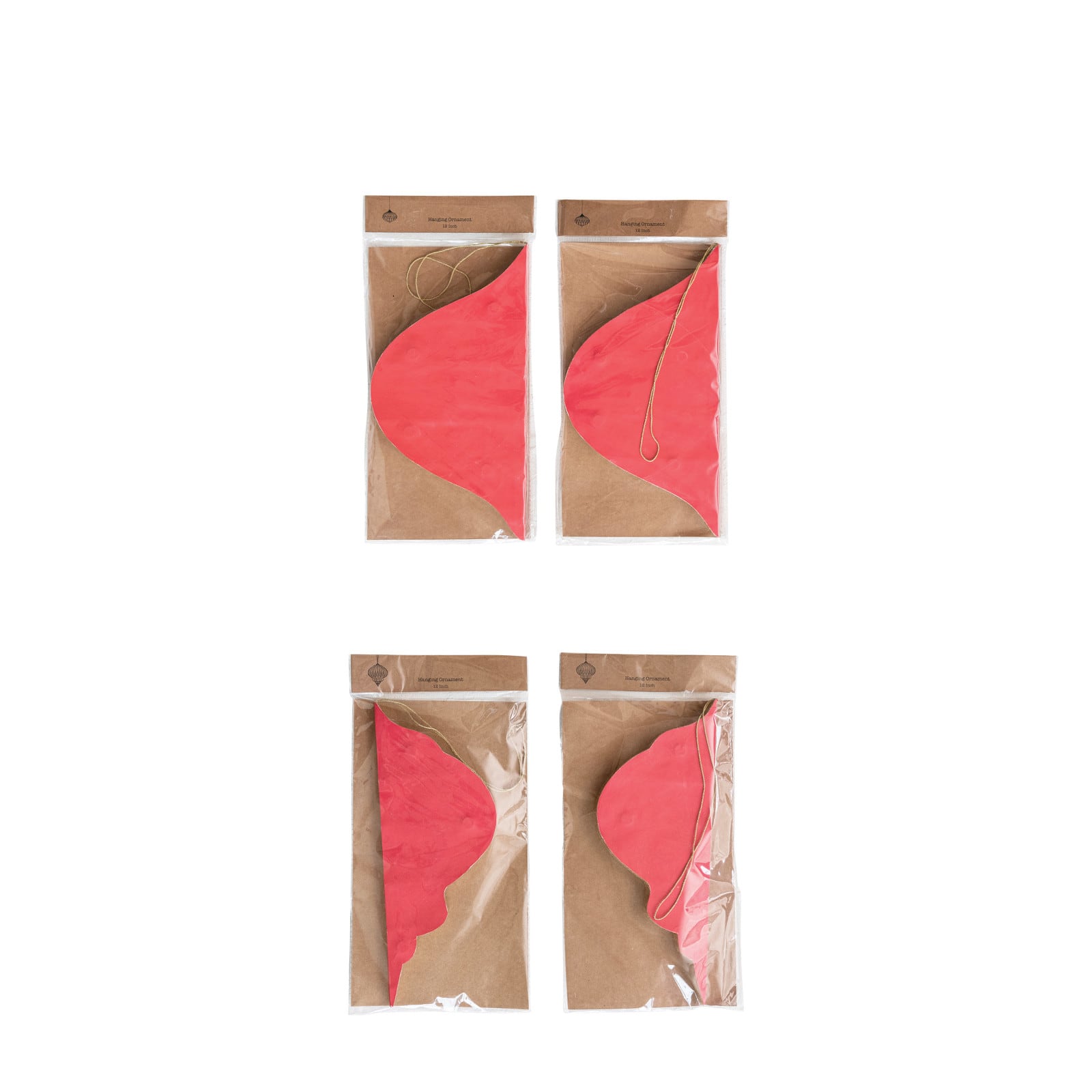 Hello Honey® Red & Cream Paper Folding Honeycomb Ornament Set with Gold Glitter Edge