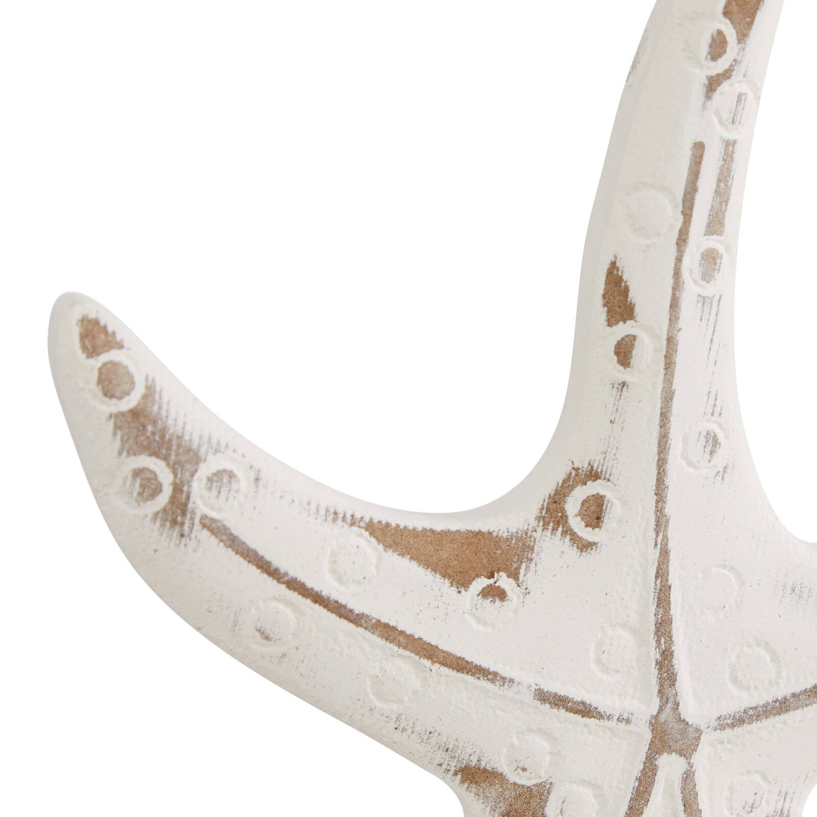 Set of 3 White Plastic Coastal Sea Animals Sculpture, 13.25", 13.25", 13"