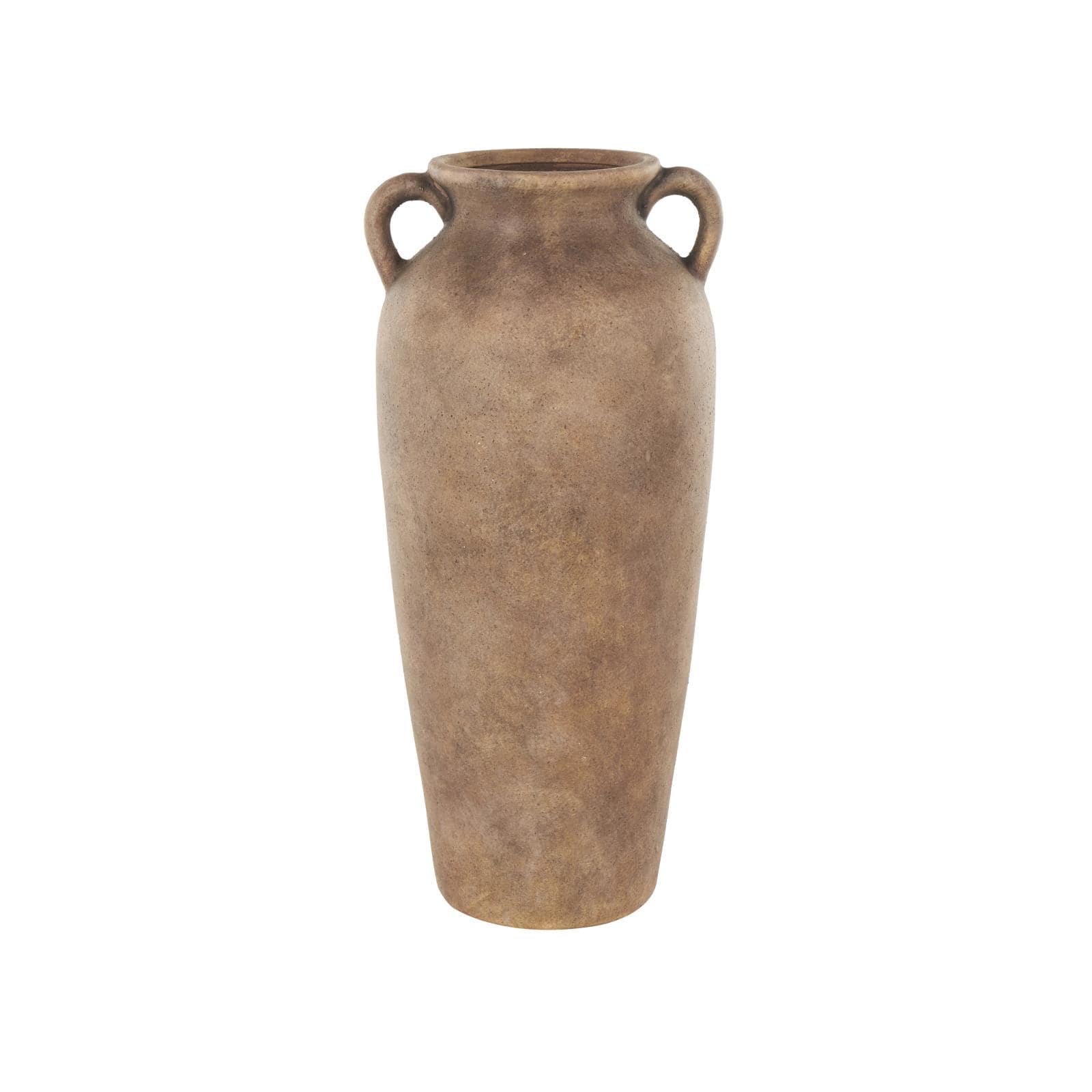 20" Copper Ceramic Antique Style Textured Vase with Handles