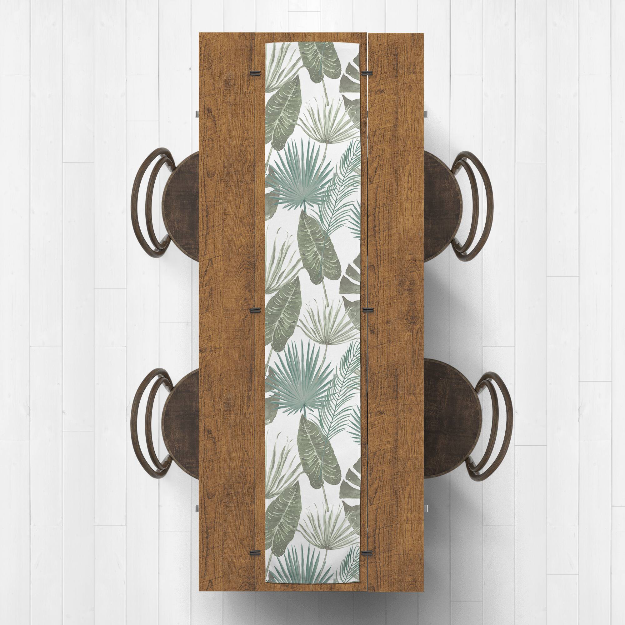 90" Tropical Palm Cotton Twill Runner