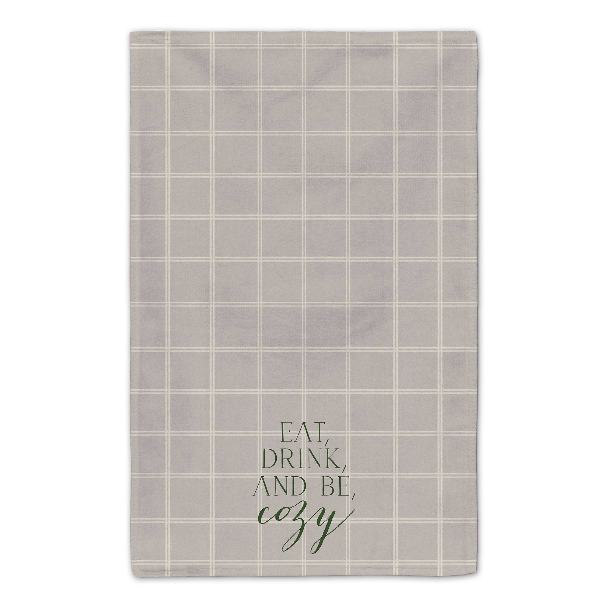 Be Cozy Gray and White Check Tea Towel - Set of 2