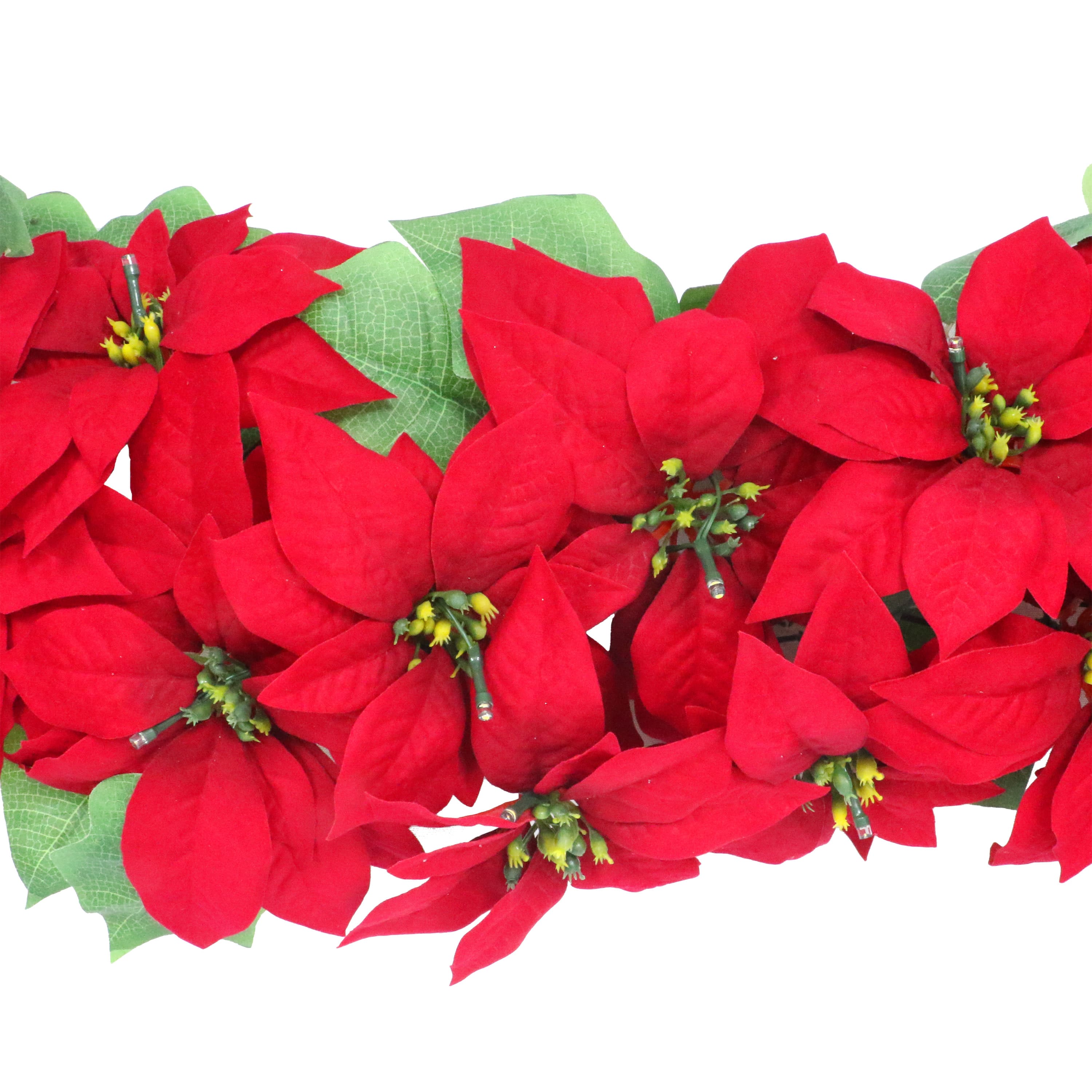 6ft. Pre-Lit Red Poinsettia Artificial Garland