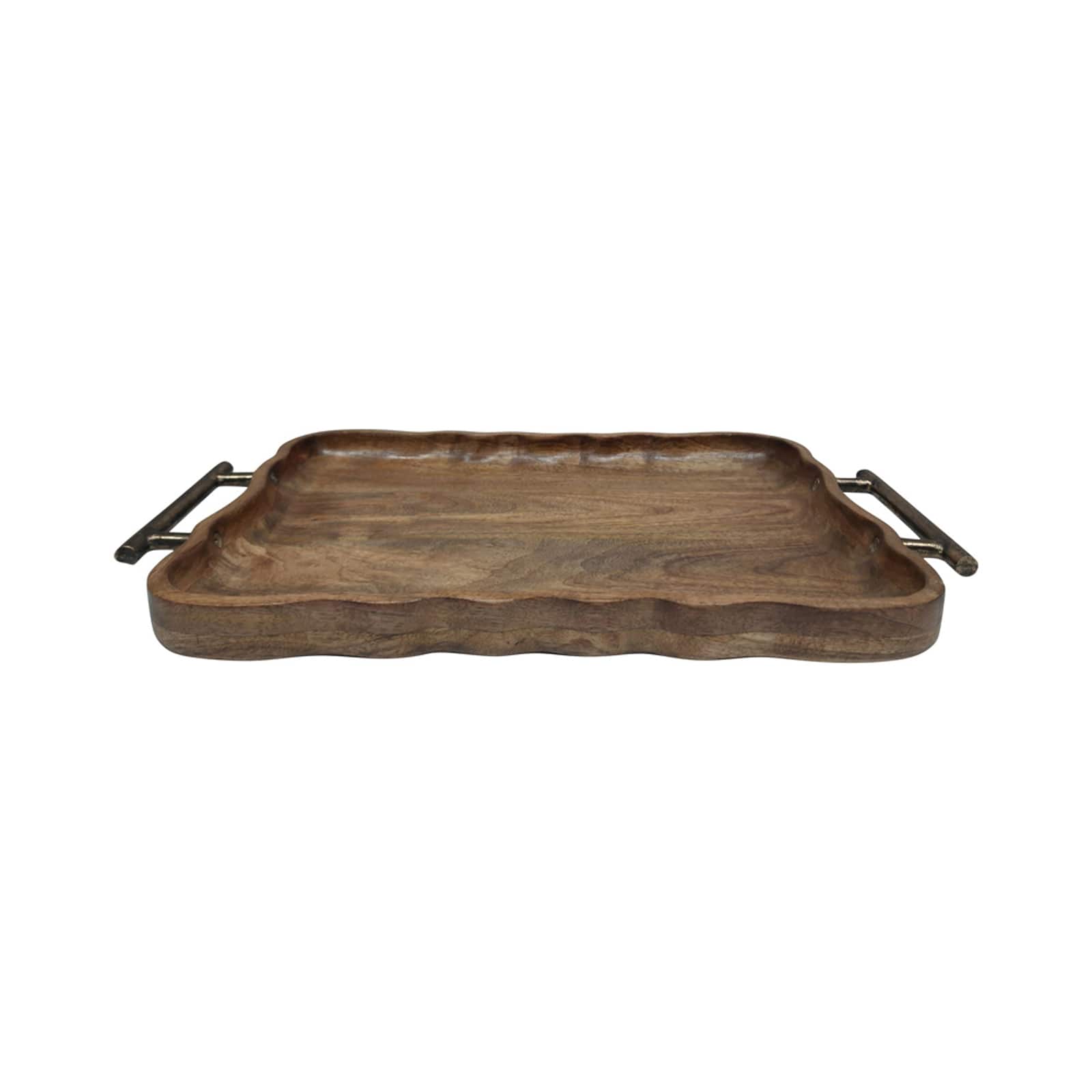 18.6" x 11.8" Mango Wood Tray with Metal Handles by Ashland®