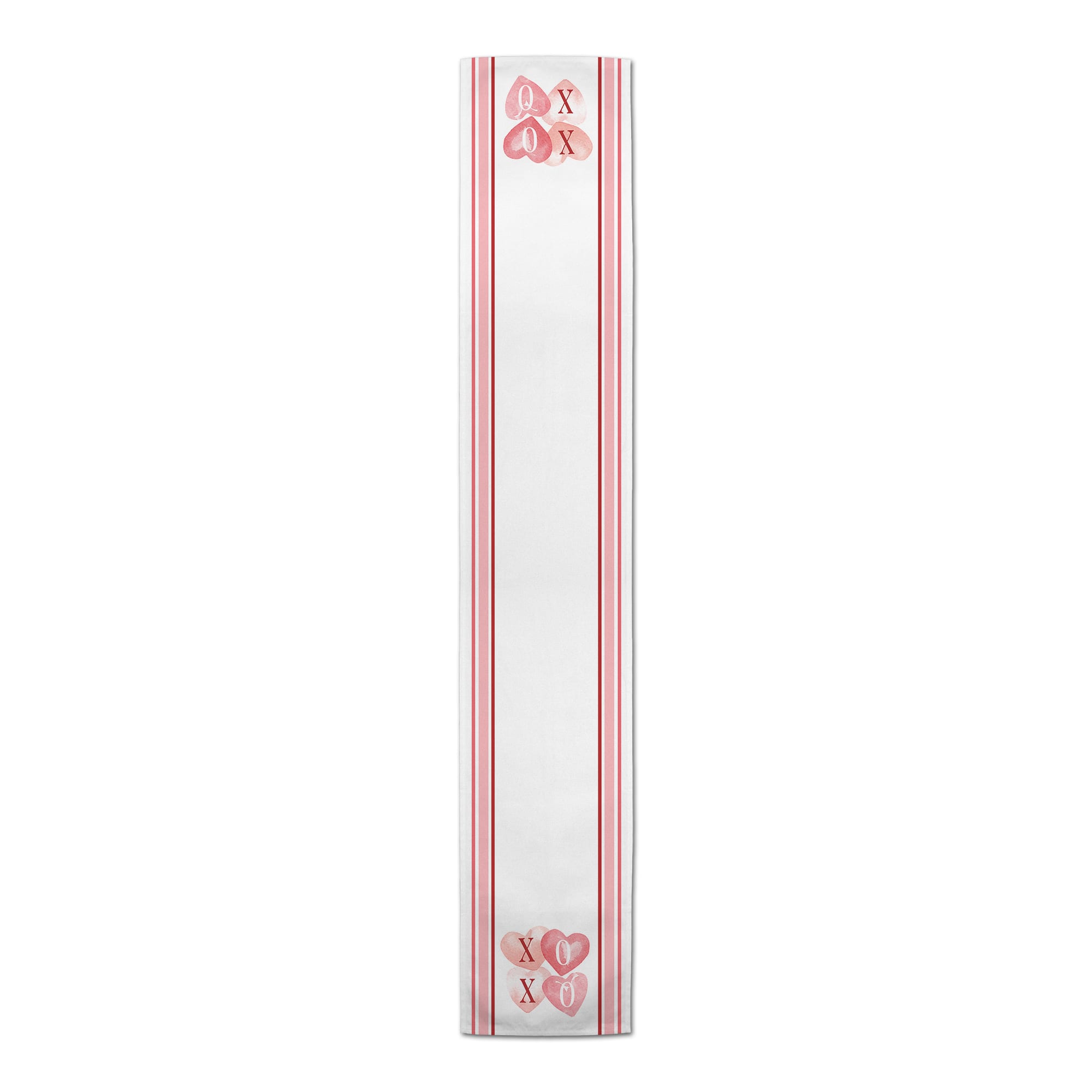 90" Poly Twill XOXO Hearts & Stripes Table Runner