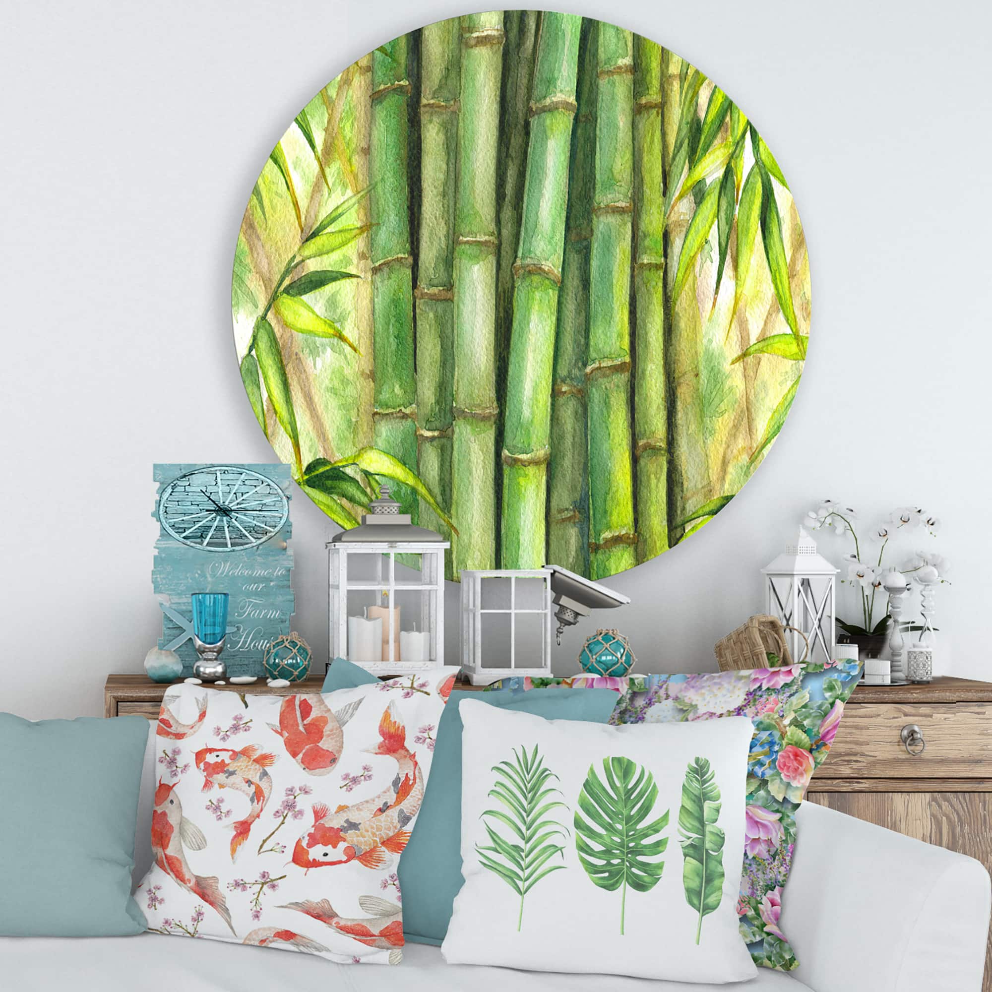 Designart - Bright Green Bamboo Stems