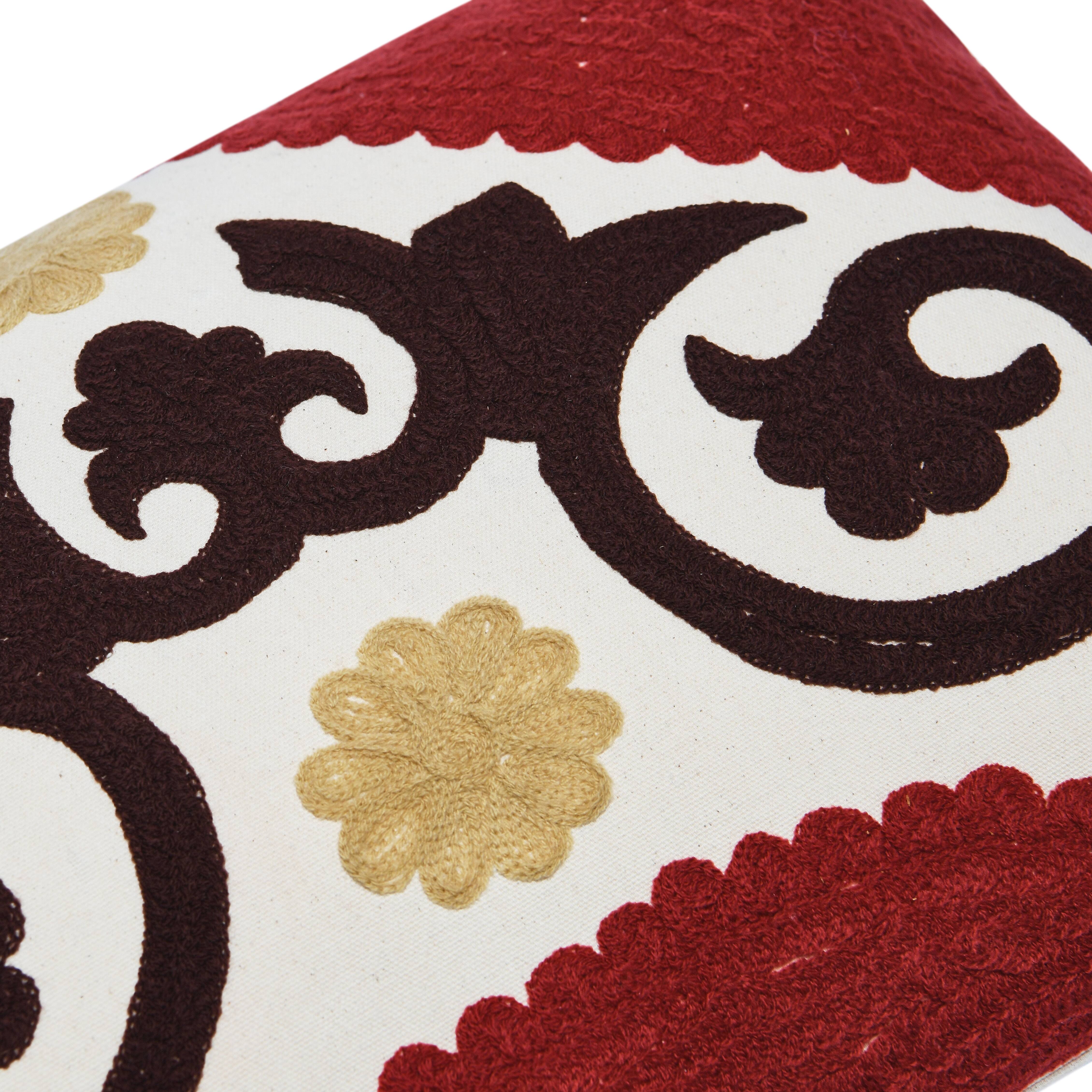 Hello Honey® Multicolor Suzani Embroidery Cotton Lumbar Pillow