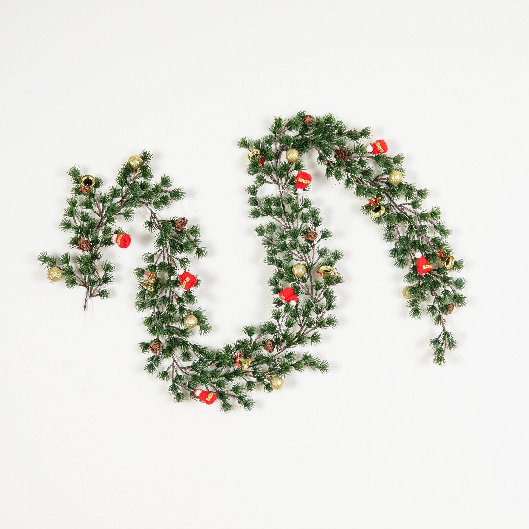 Nearly Natural 6ft. Pre-Lit LED & Ornaments Artificial Christmas Garland