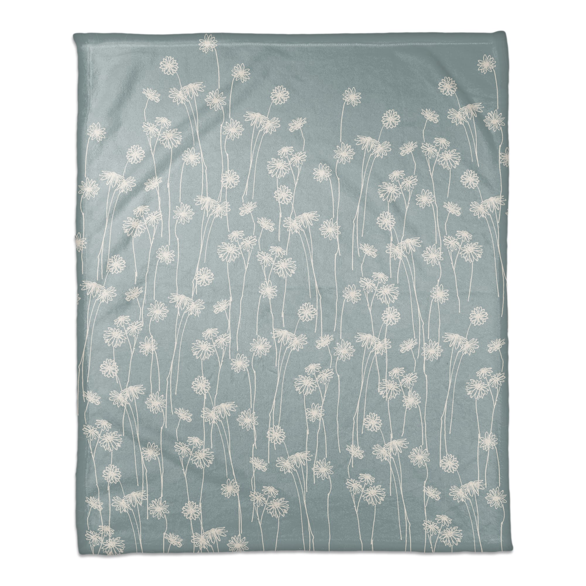 Blue & White Floral Fall Fleece Blanket