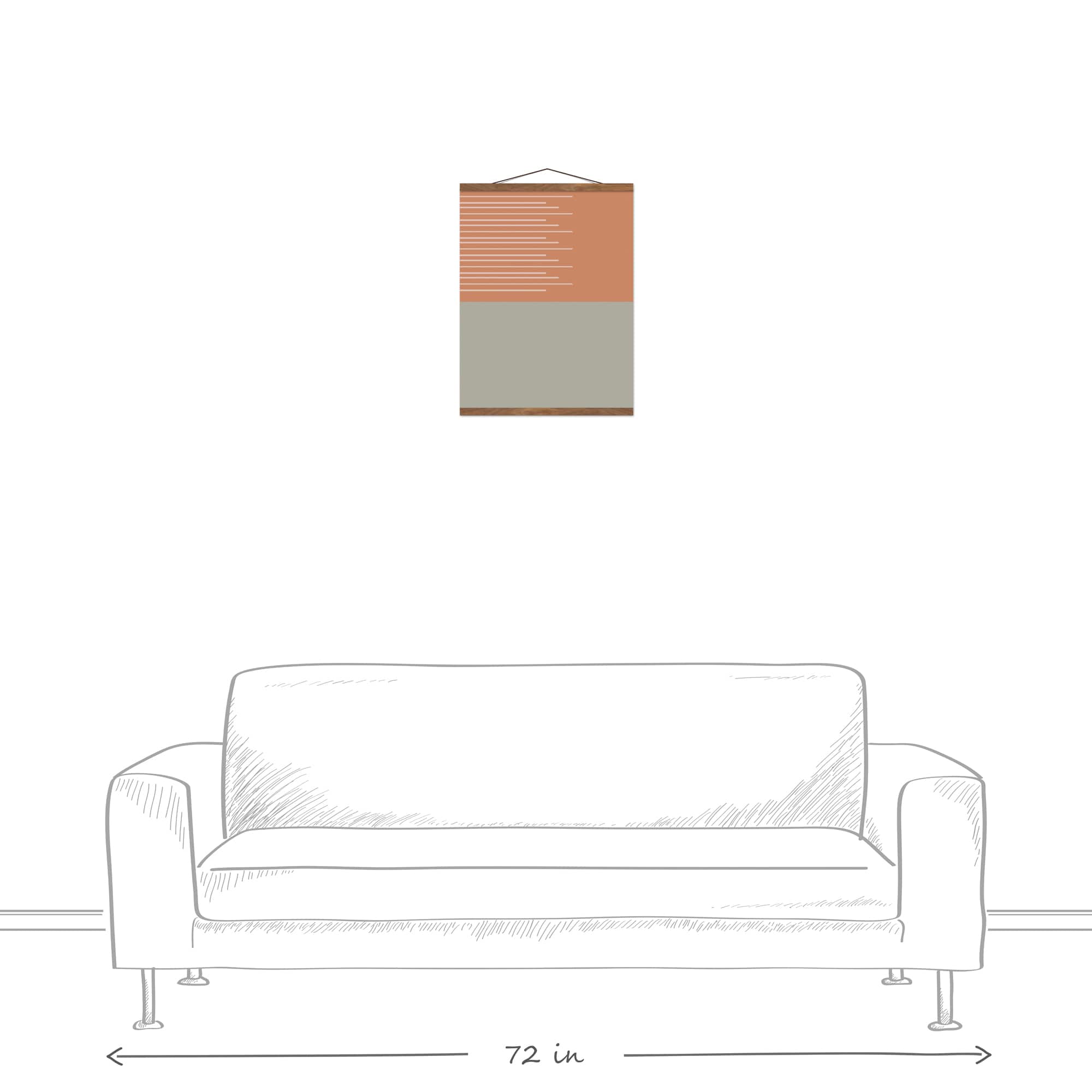 Terracotta Lines 16" x 20" Teak Hanging Canvas