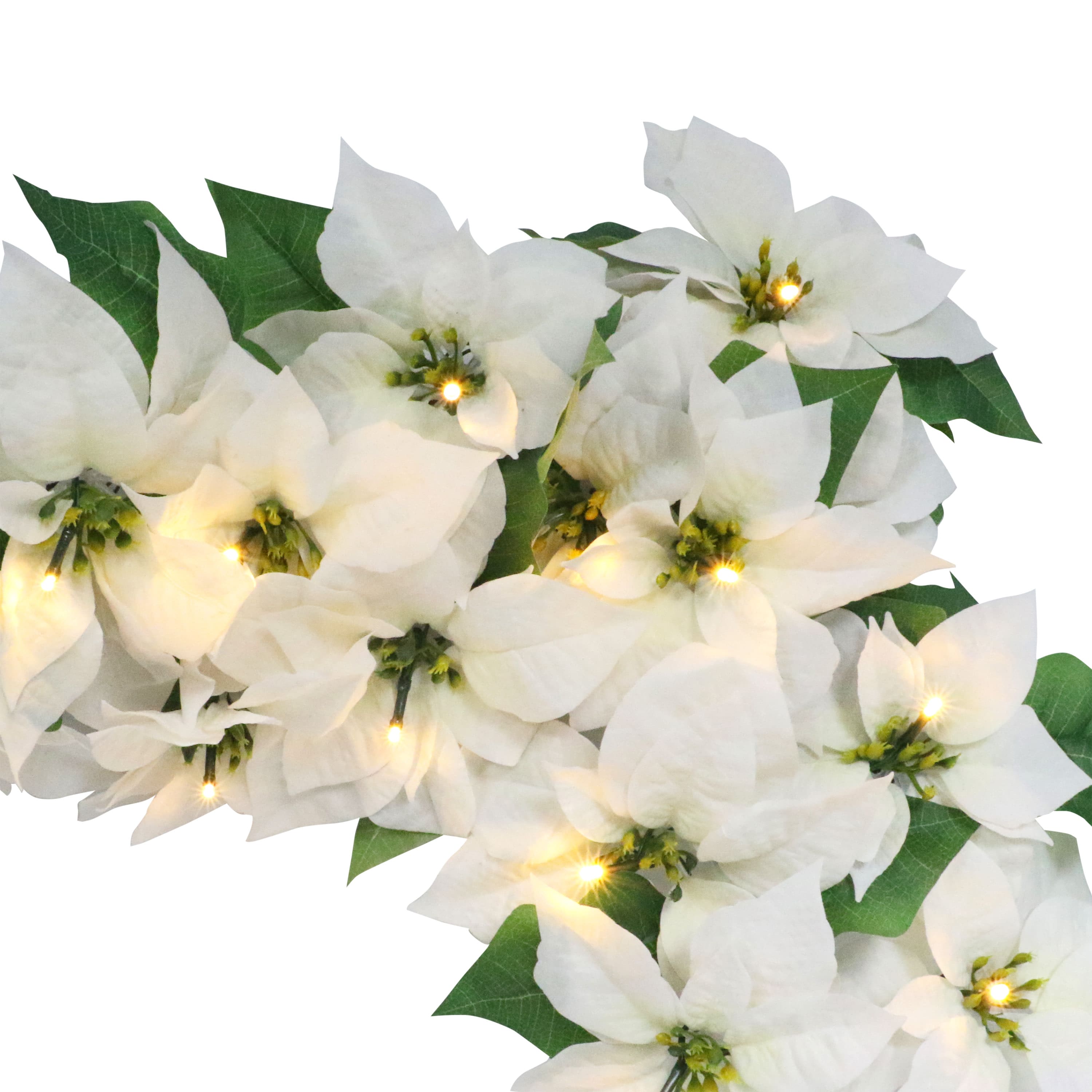 6ft. Pre-Lit White Poinsettia Artificial Garland