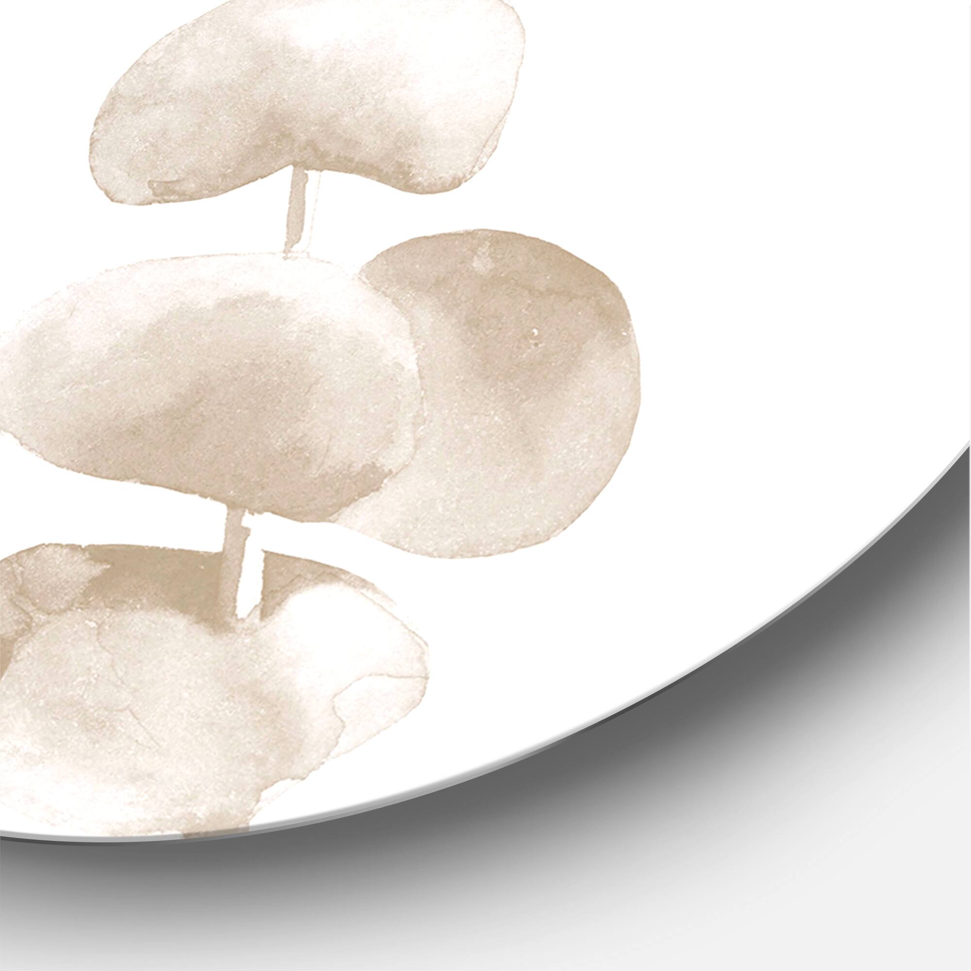 Designart - Beige Eucalyptus Branches On White