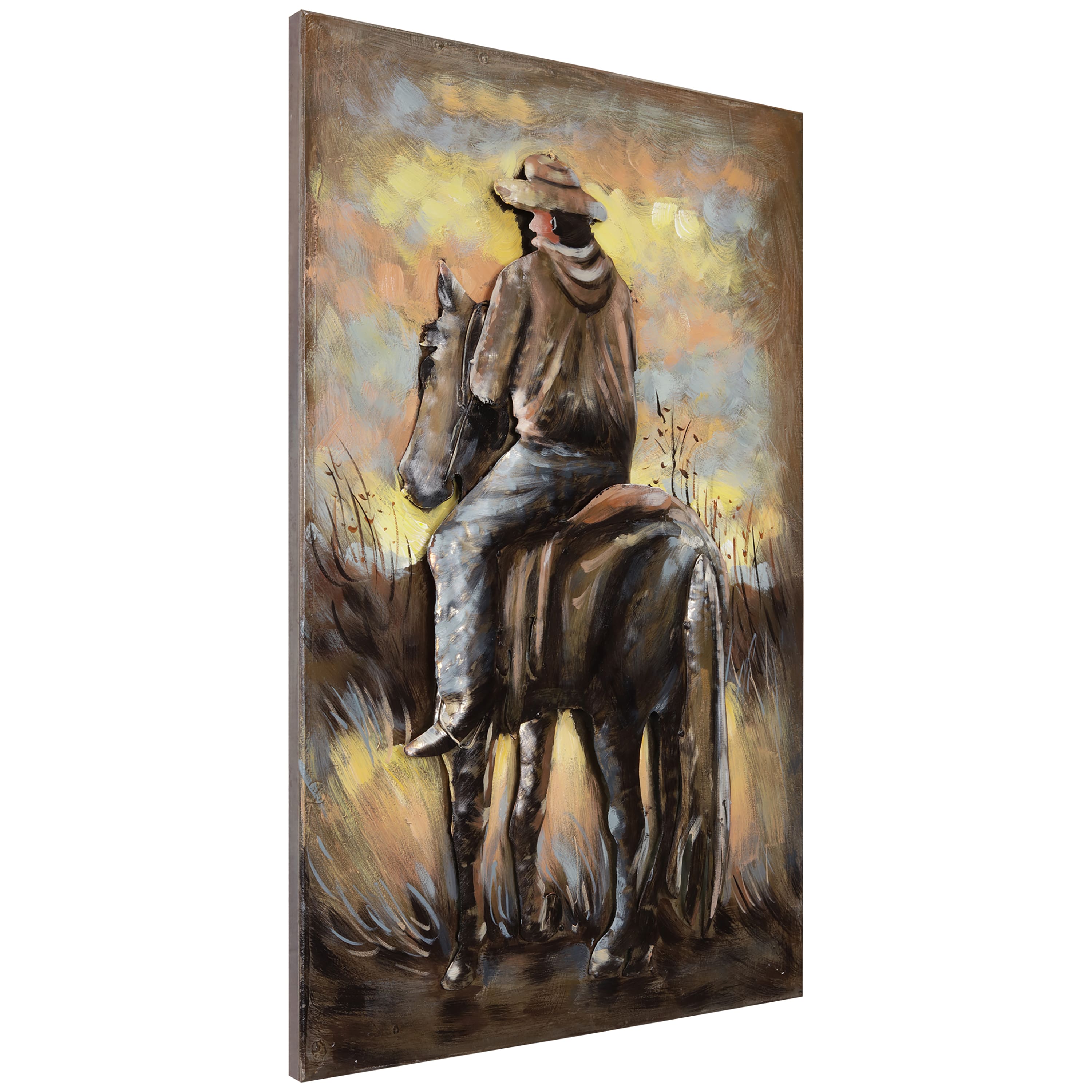 Empire Art Direct 16" x 24" Cowboy Mixed Media Iron Hand Painted Dimensional Wall Sculpture