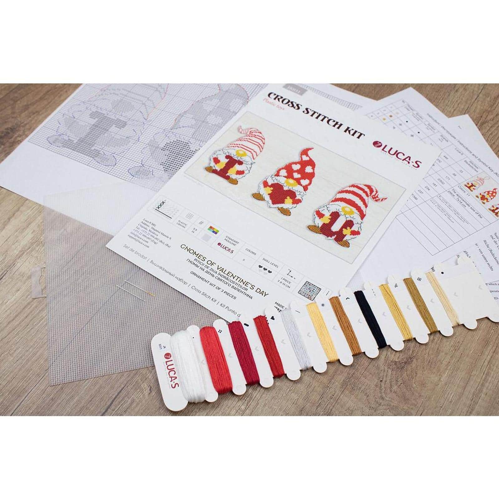 Luca-S Gnomes Of Valentine's Day Plastic Canvas Counted Cross Stitch Kit