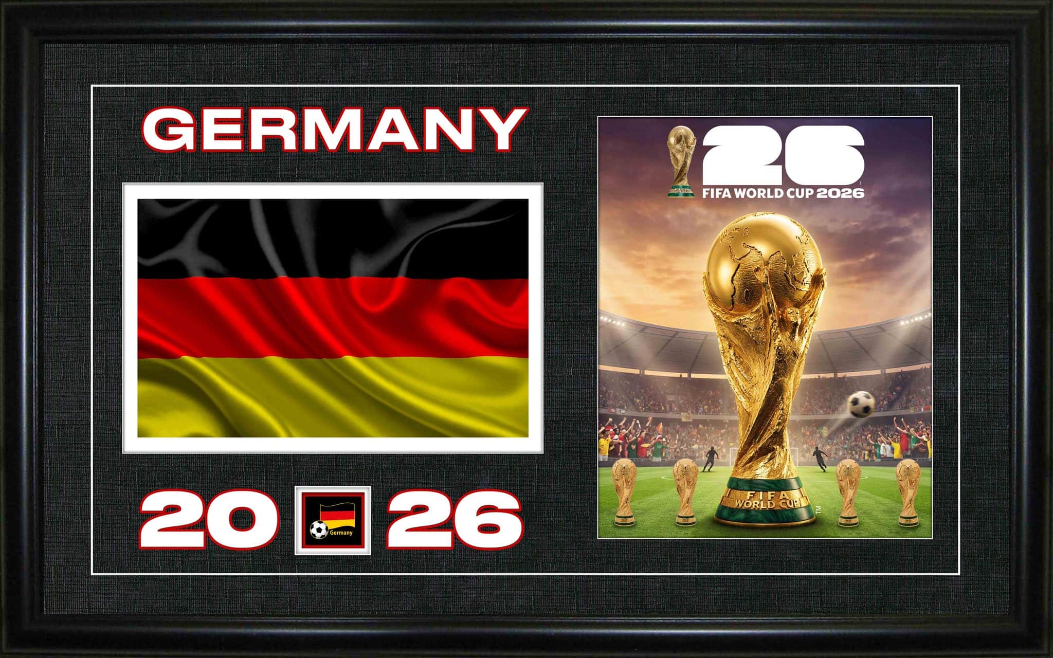 Frameworth 24" x 15" FIFA World Cup 2026 Team Germany Flag and Trophy Framed Wall Decor