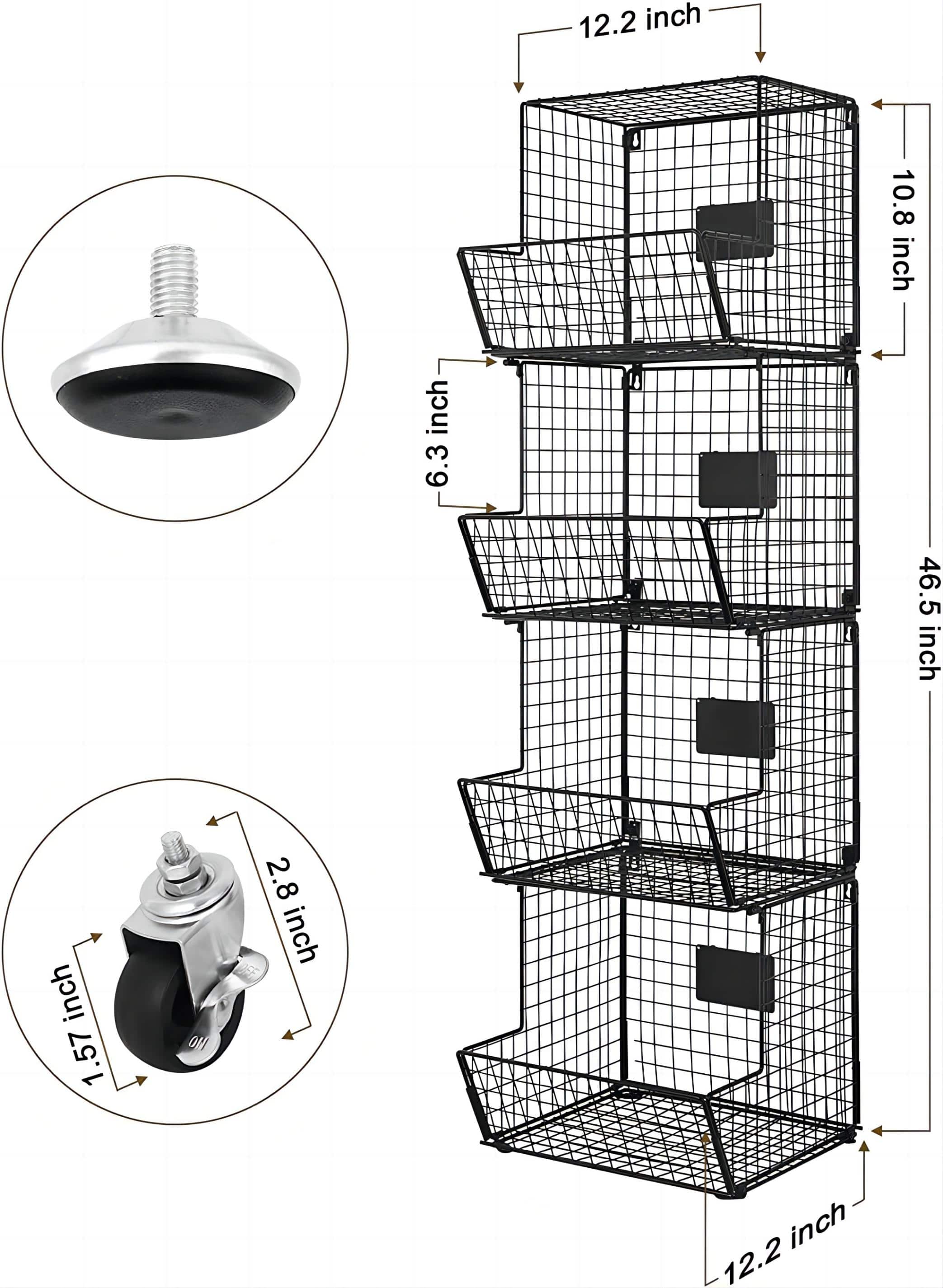 Black 4-Tier Rolling Fruit Cart