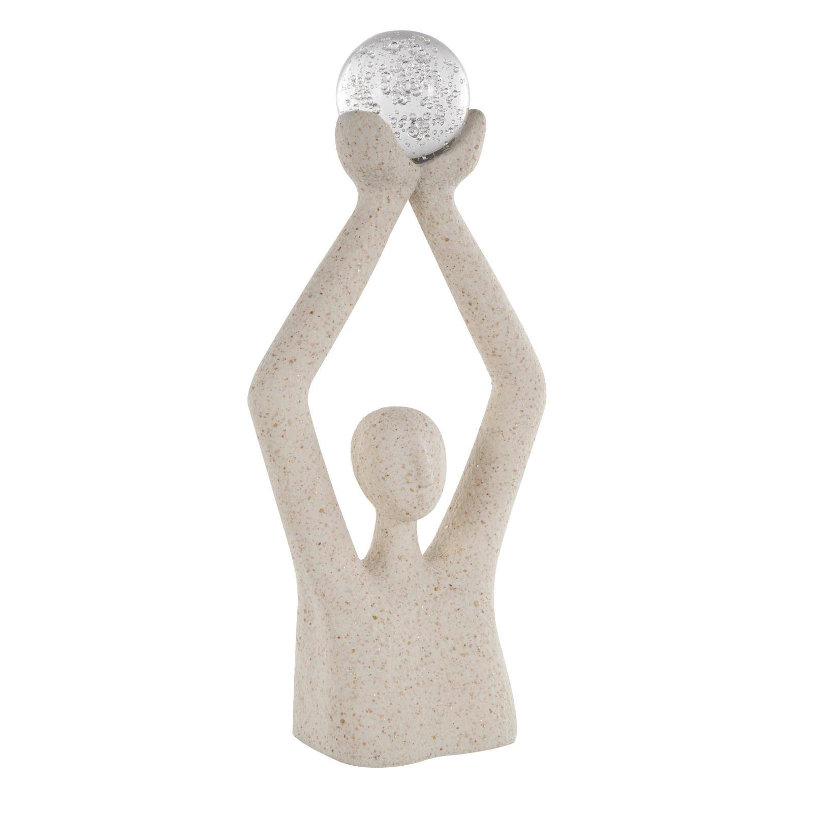20.75" Cream Polystone People Abstract Textured Sculpture
