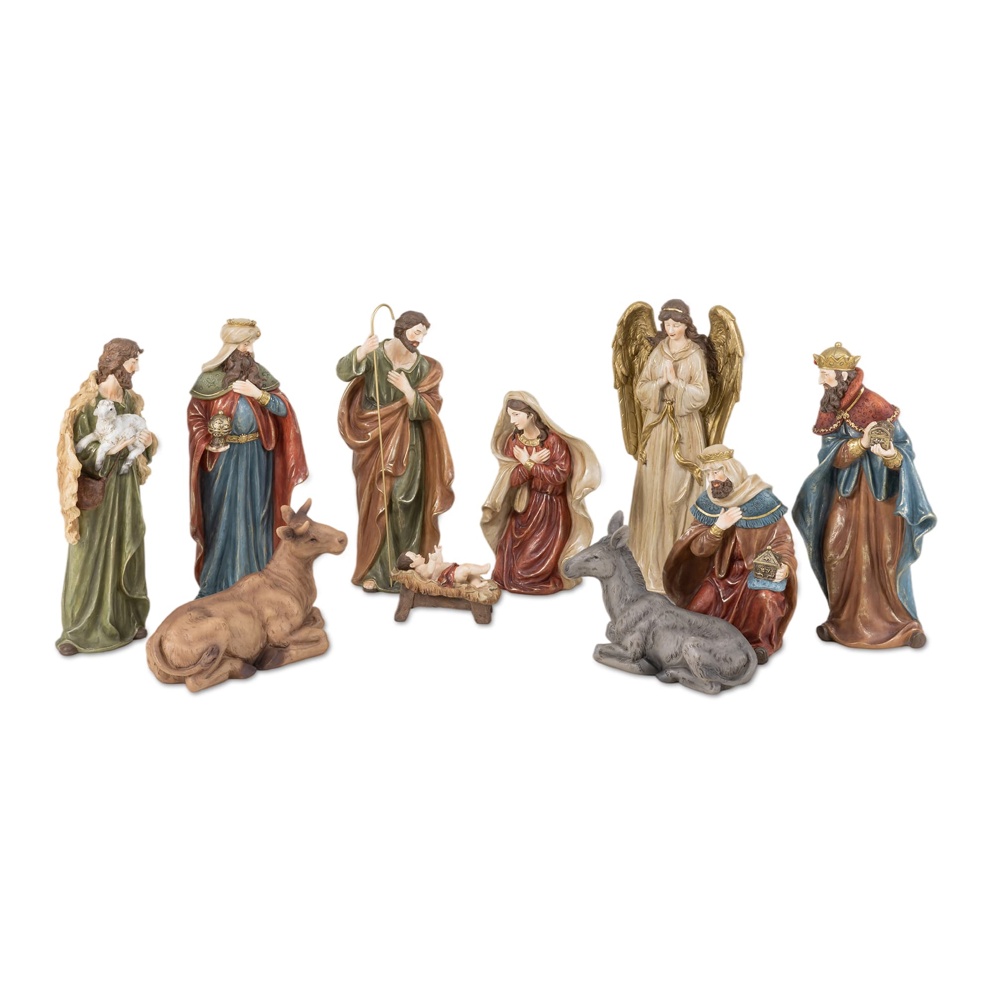Glitzhome® 18" 10-Piece Oversized Christmas Nativity Figurine Set