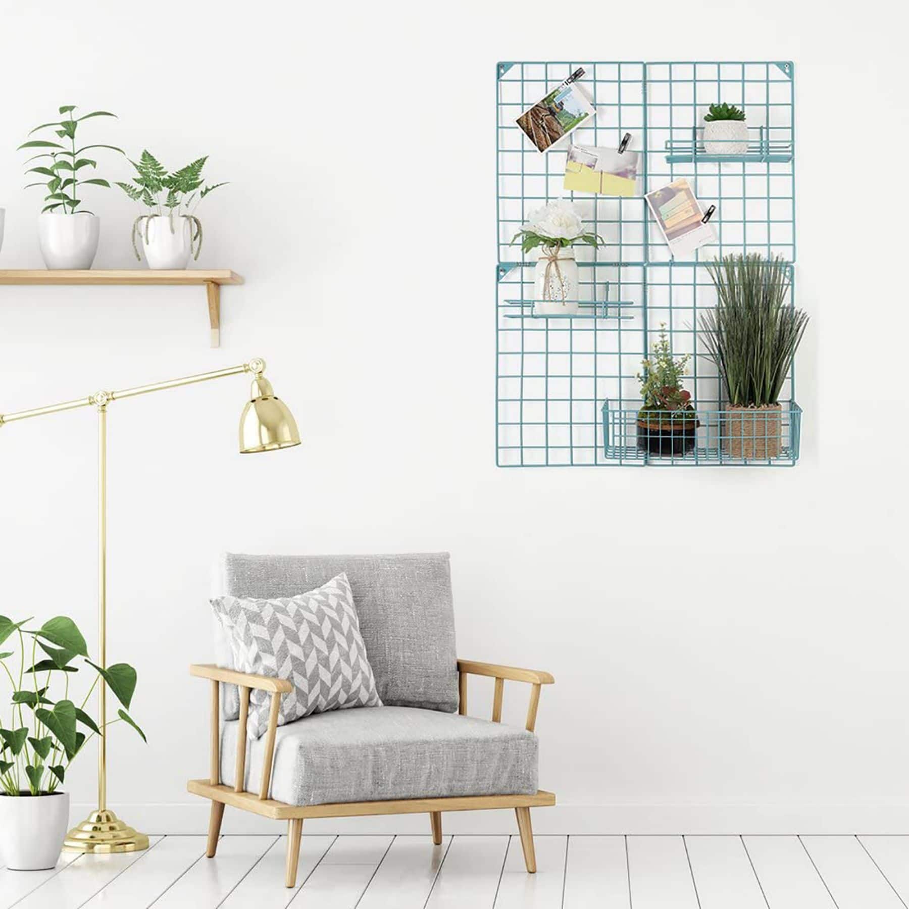 NEX™ Blue Wire Grid Storage Panel with 3 Wire Baskets