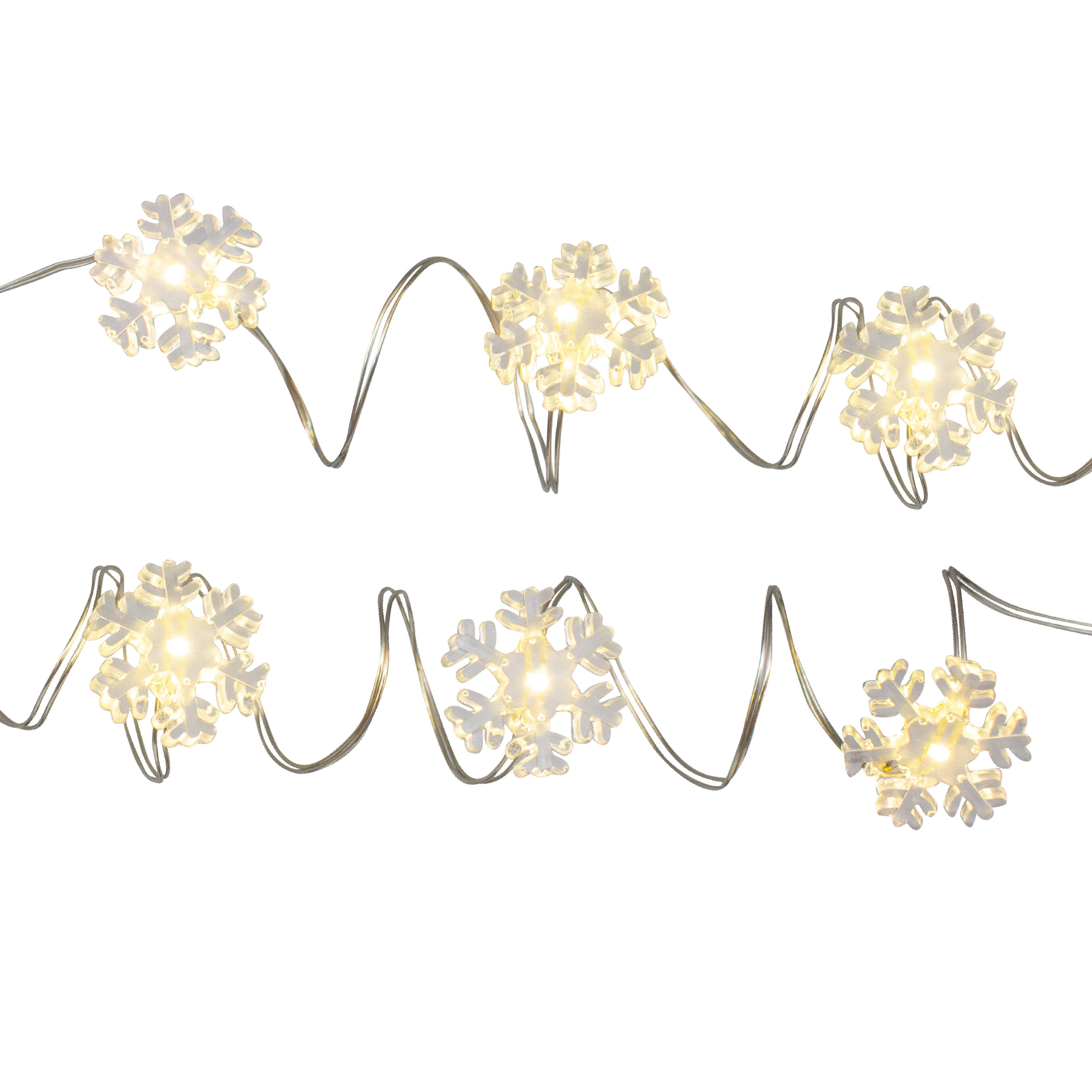 24ct. Warm White LED Snowflake String Lights on Silver Wire by Ashland®