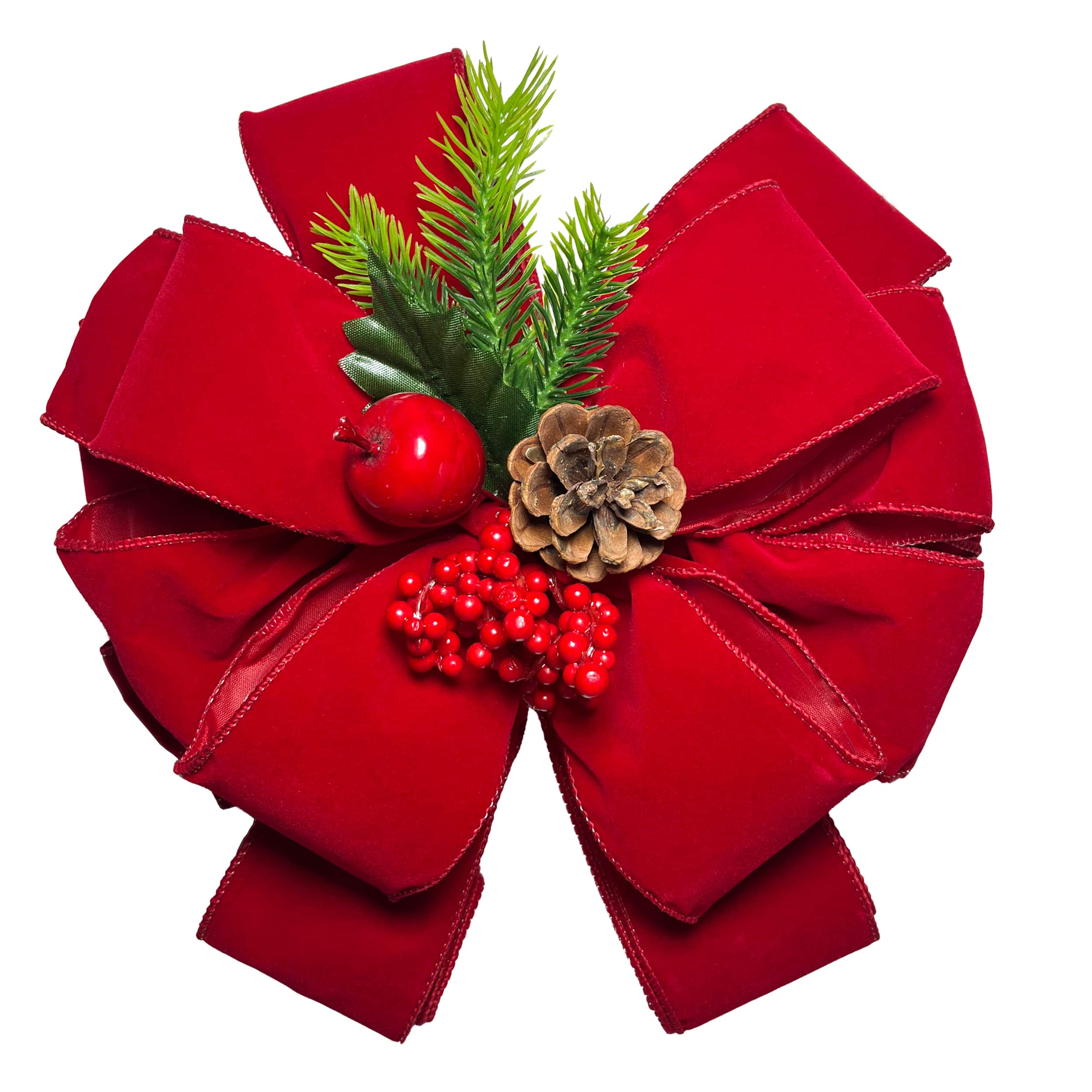 21" Red Velvet with Pinecone Tree Topper Bow by Celebrate It®