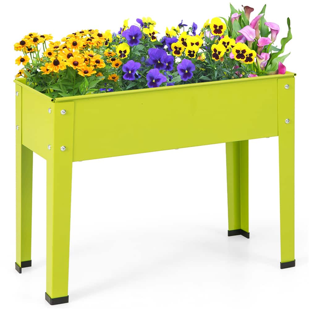 Costway 24" Metal Elevated Raised Garden Bed Planter with Legs & Drainage Hole