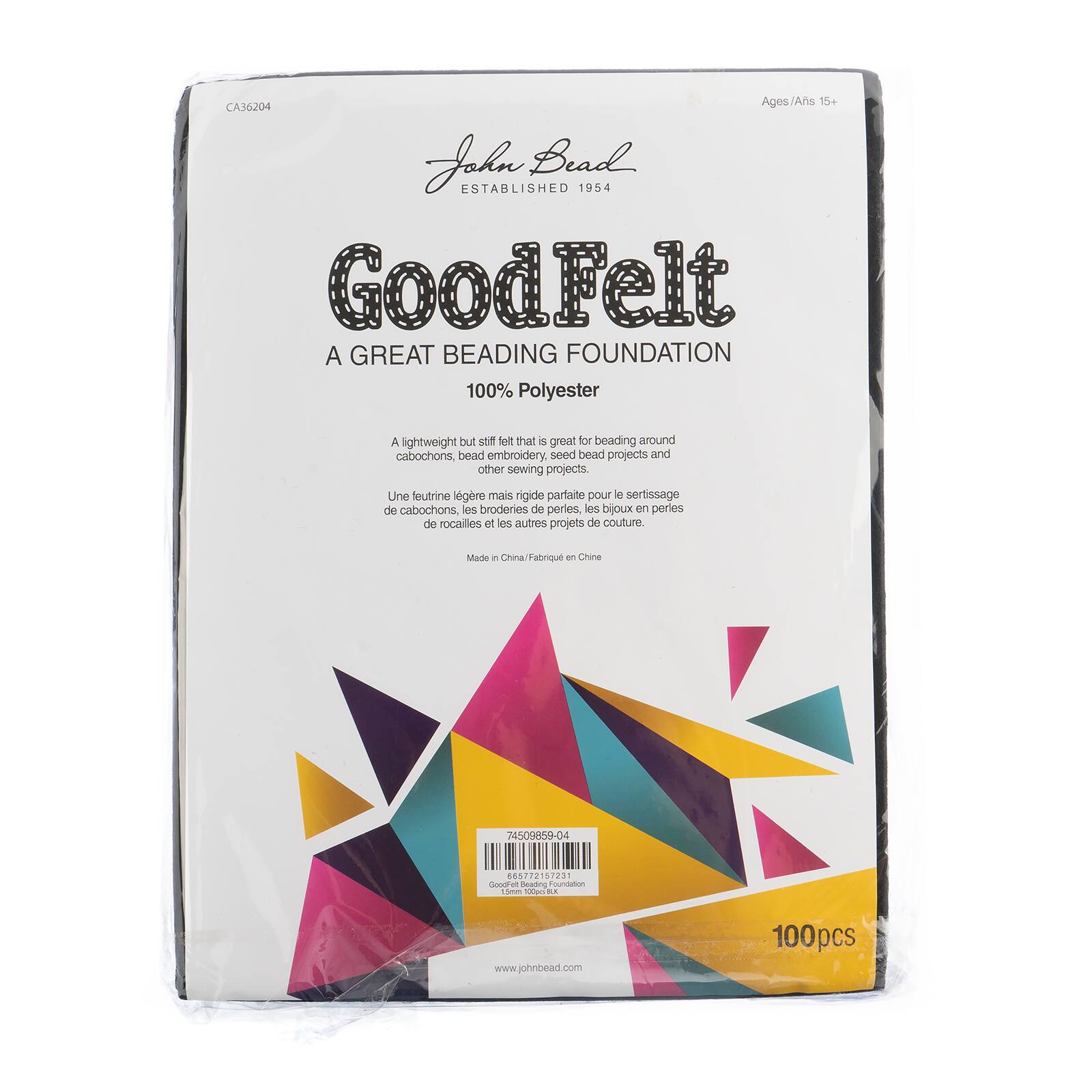 John Bead Good Felt Beading Foundation, 100ct.