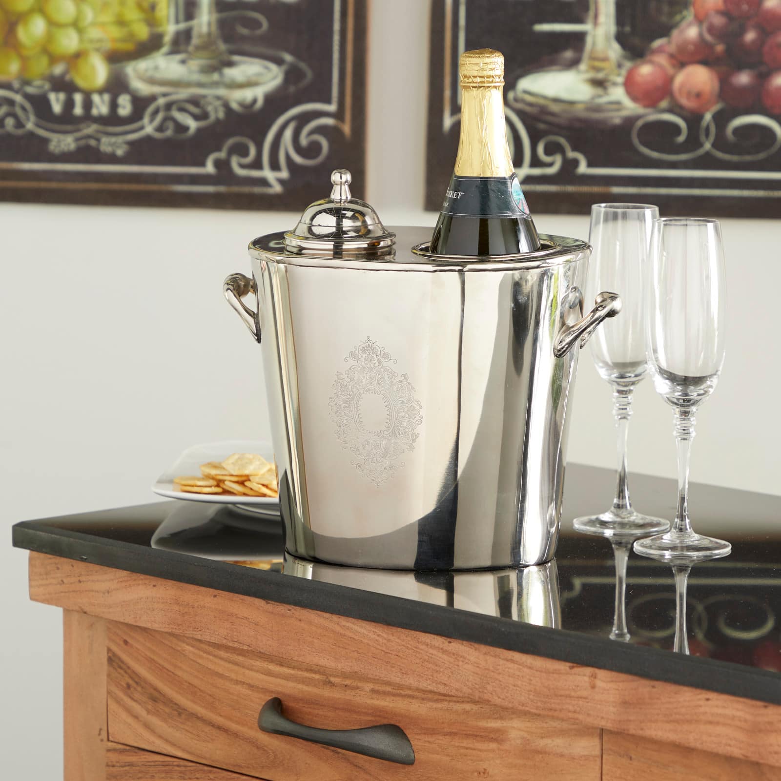 11" Silver Metal Traditional Wine Holder Cooler